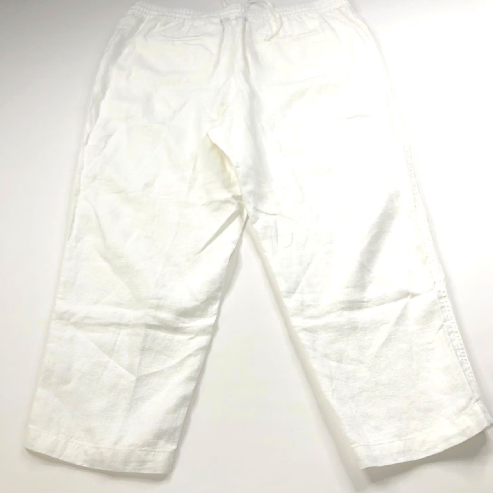 Lands' End Lands' End Pull On 18 Linen High Rise Pants White MINT - 100% Linen, Flat Front, Pockets, Zip, 26 Inseam, 40W 26L, Regular, Womens Size 40" / US 18 - 2 Thumbnail