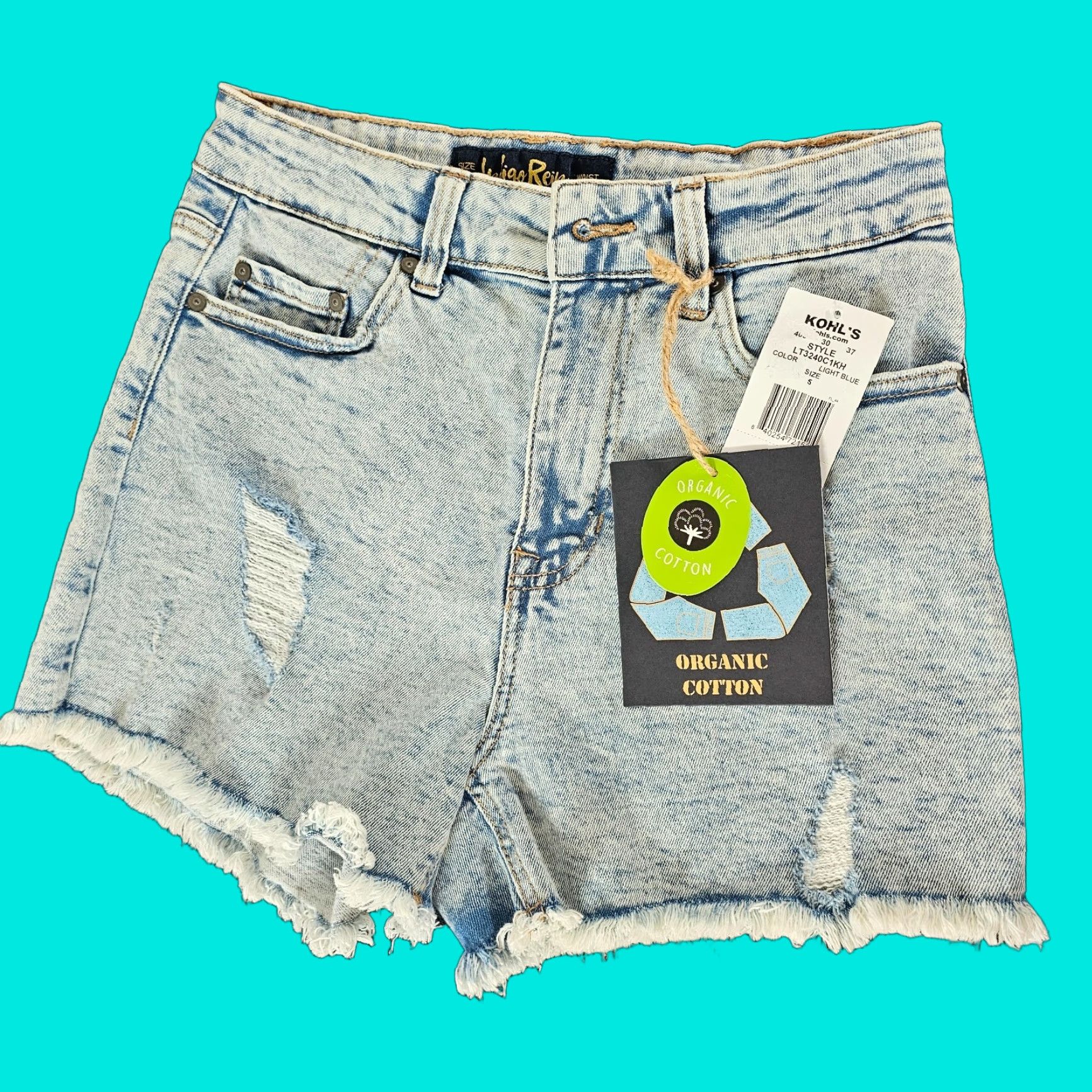 Vintage Indigo Rein Women's Super High Rise Jean Shorts Size 5 Light Wash Blue Denim Size 26" / US 2 / IT 38 - 1 Thumbnail