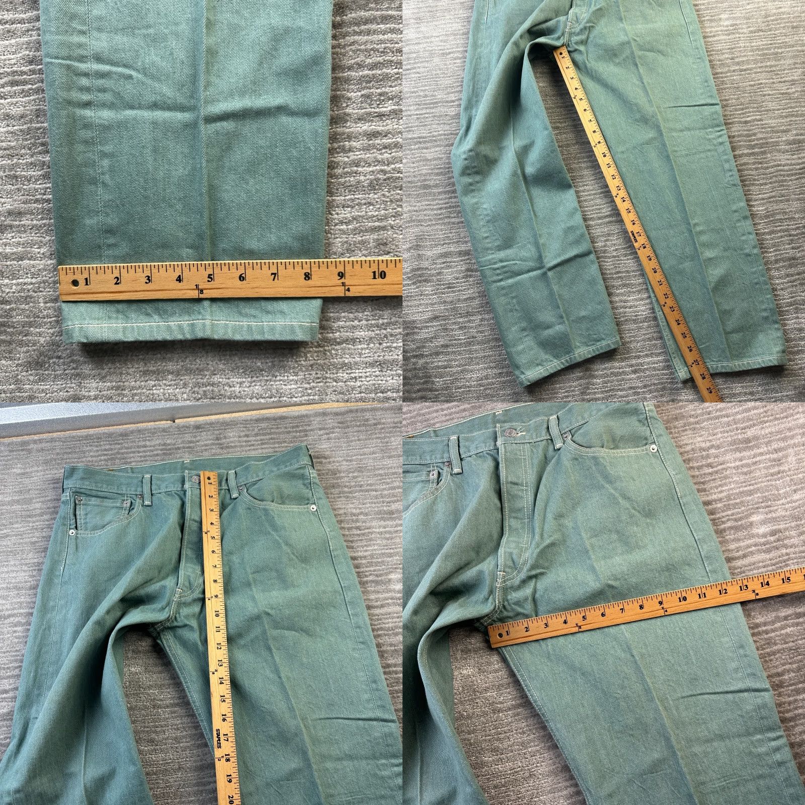 Levi's Levi's 501 Jeans Mens 34x28 Green Denim Pants Button Fly Straight 5-Pocket Regular Waist 34 Inseam 28 Mid Rise Vintage 90s Theme Mens Size US 34 / EU 50 - 8 Thumbnail