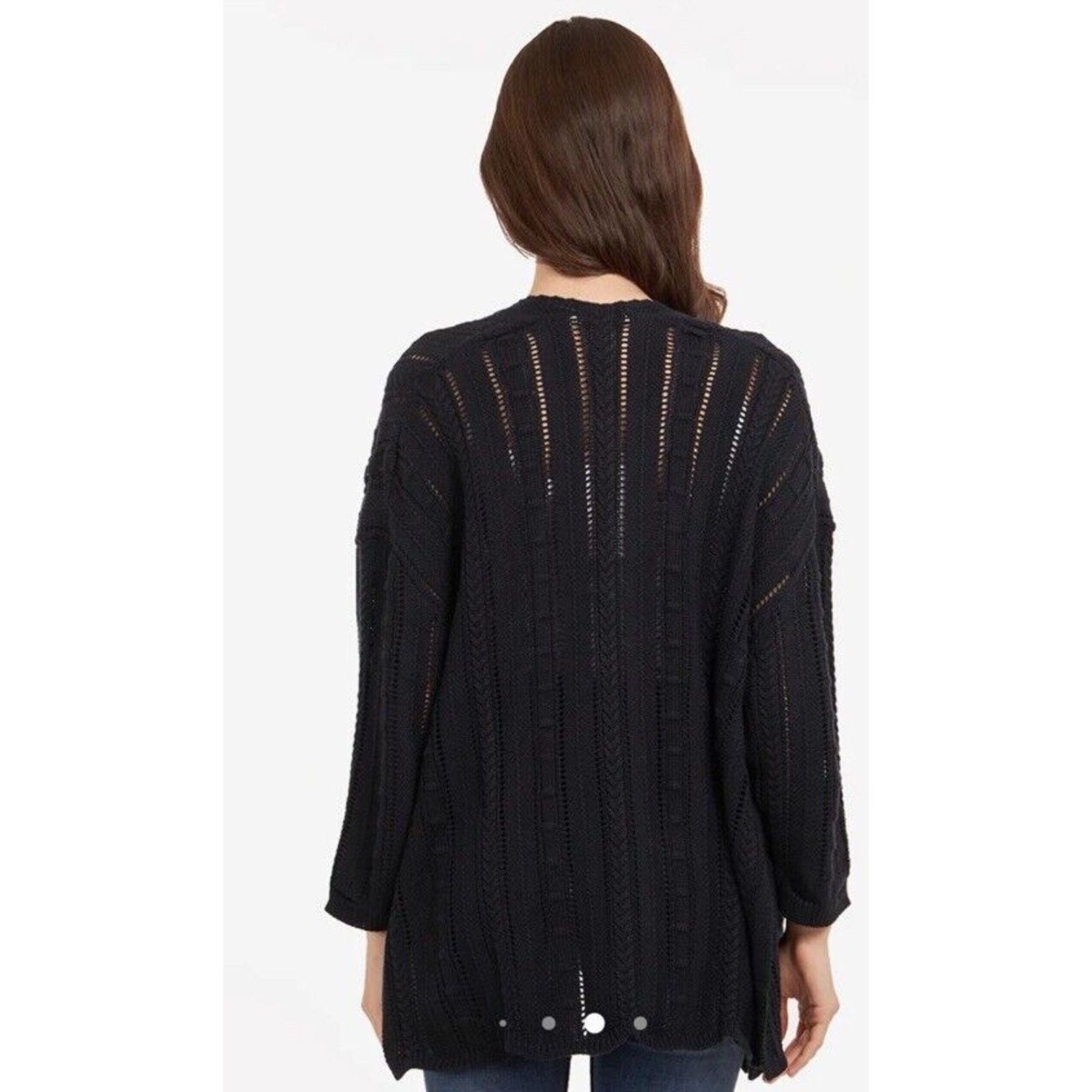 Autumn Cashmere Cotton by Autumn Cashmere Open Pointelle Duster Black L NEW Size L / US 10 / IT 46 - 12 Thumbnail