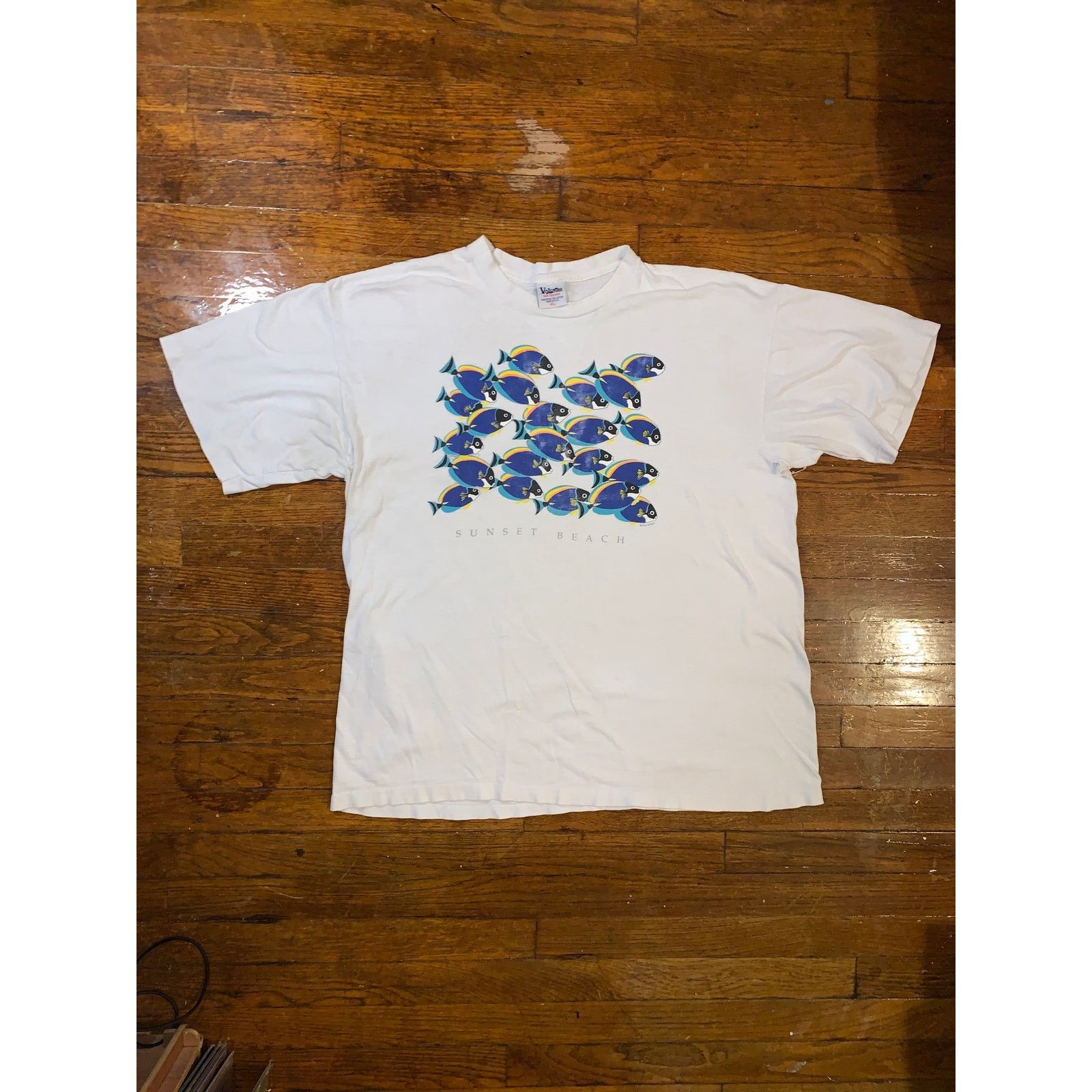 Other × Vintage Sunset Beach Blue Tang Fish T Shirt USA White XL 90s Coastal Size US XL / EU 56 / 4 - 2 Thumbnail