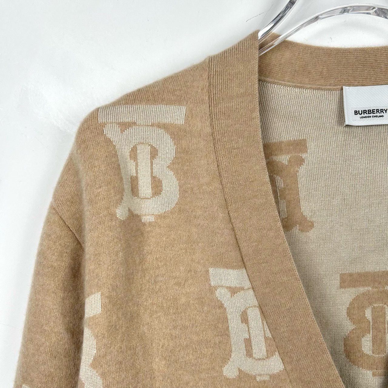 Burberry Burberry Camel TB Monogram Printed V-neck Wool K26WX Size S / US 4 / IT 40 - 3 Thumbnail