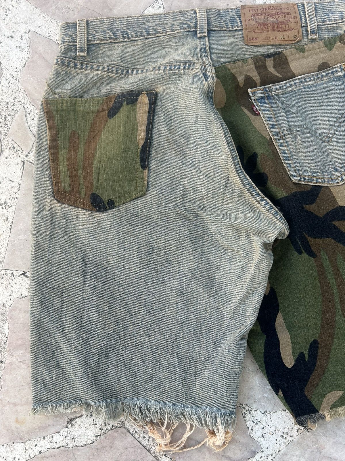 Levi's Levis 565 Denim Camo Shorts Size US 31 - 10 Thumbnail