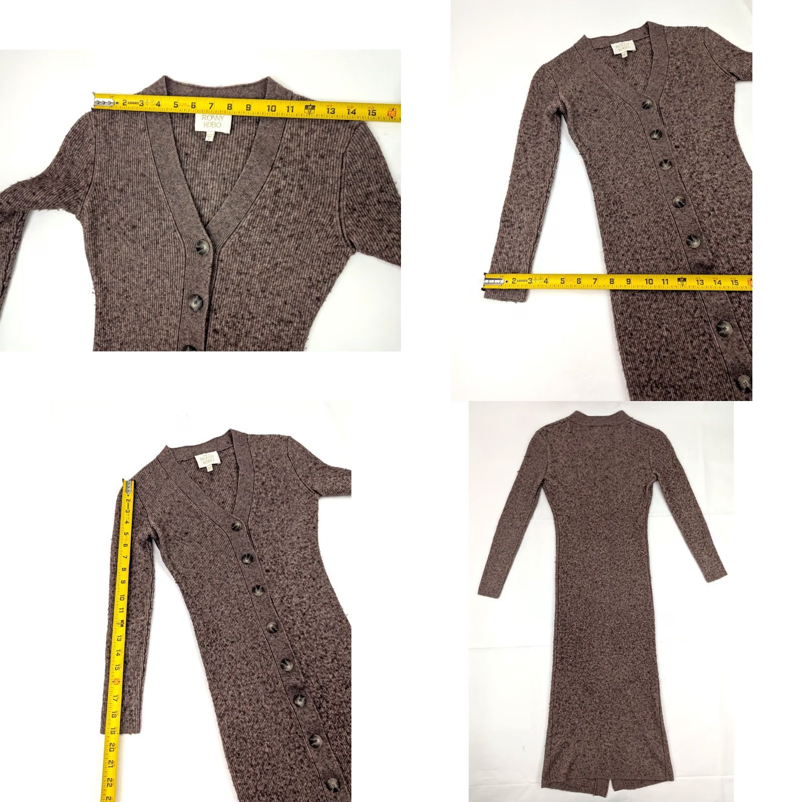 Ronny Kobo Torn by Ronny Kobo Cardigan Women S Wool Blend Long Brown Red Button / Oversized Knit Long Sleeve S Retail Womens Size S / US 4 / IT 40 - 8 Thumbnail