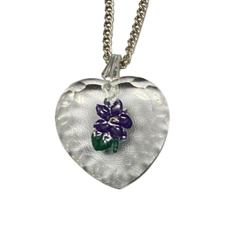 Other Vintage Heart-Shaped Acrylic Pendant Necklace With Purple Size ONE SIZE - 3 Thumbnail