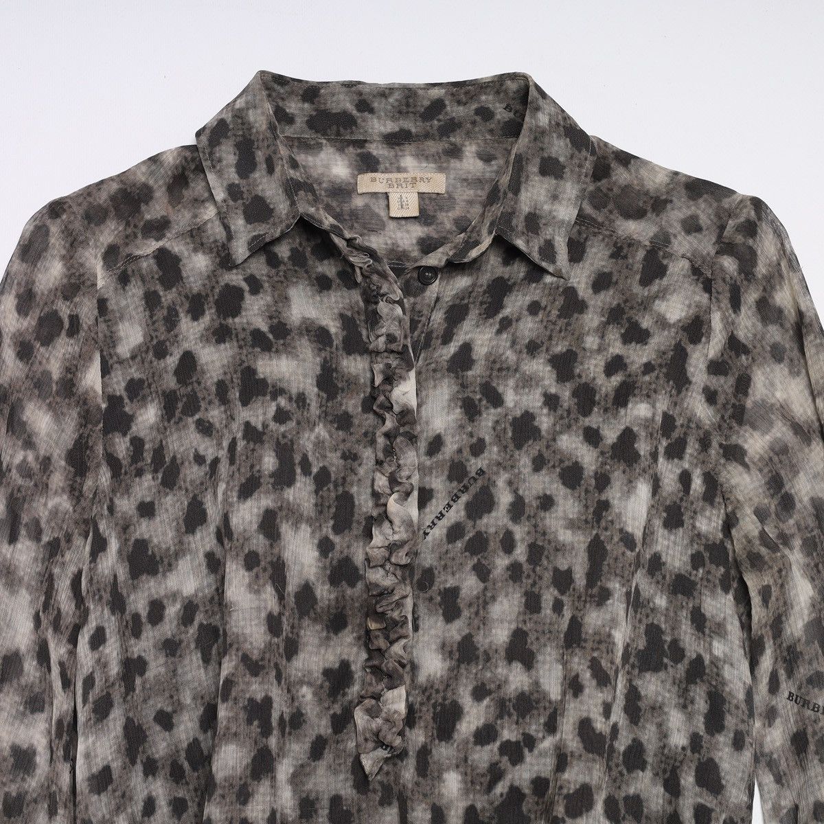 Burberry Burberry Silk Dress Grey Black Printed Belted Dress Size S / US 4 / IT 40 - 6 Thumbnail