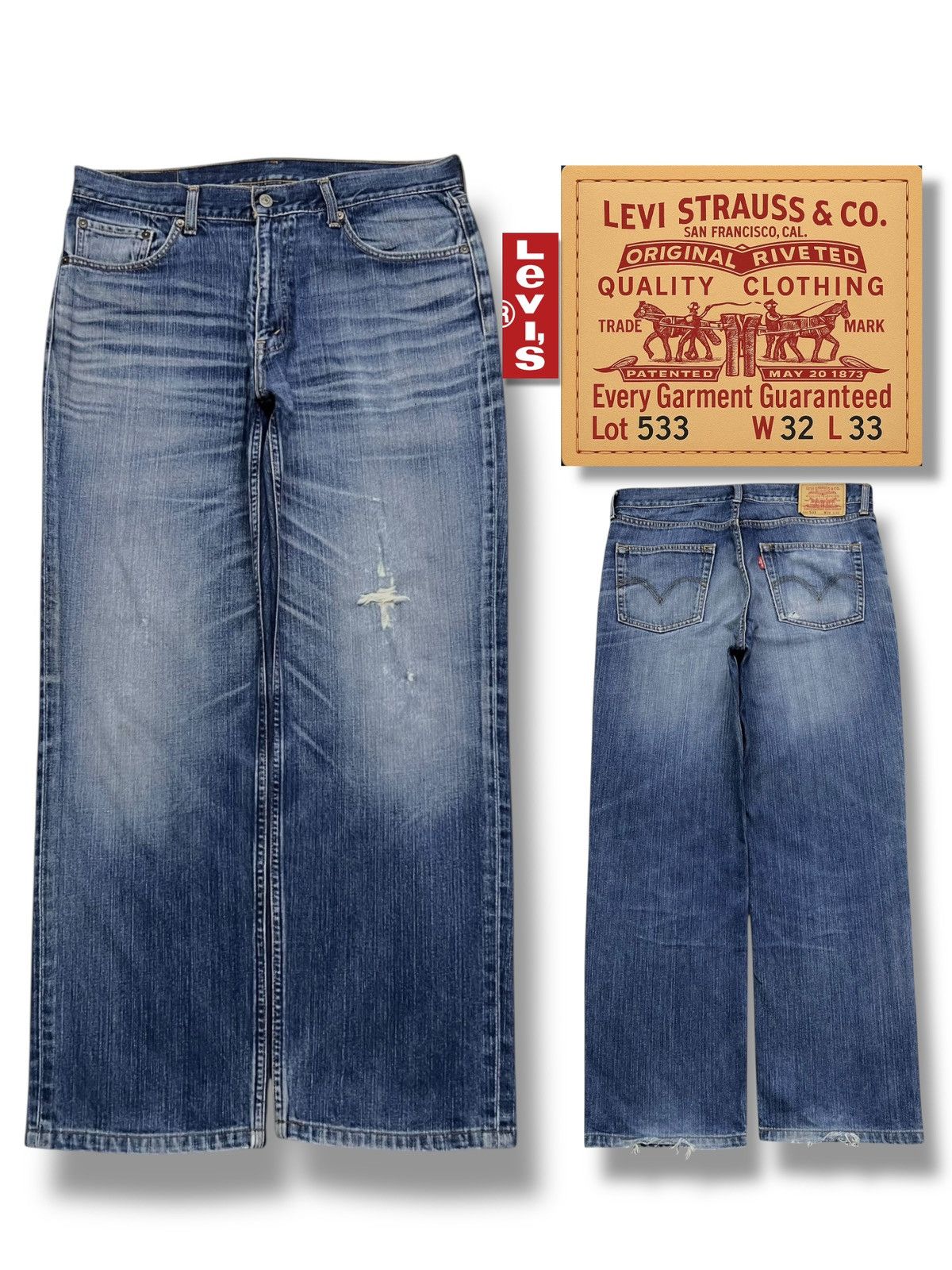 Levi's Baggy Vintage Levi’s 533 Japan - Faded Wash,Distressed Denim Size US 36 / EU 52 - 1 Thumbnail
