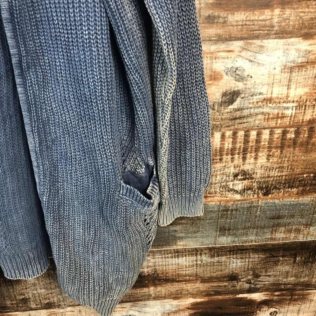 Indigo Azul Blue indigo faded Cardigan Hoodie Knitwear #A1887 Size US M / EU 48-50 / 2 - 8 Thumbnail