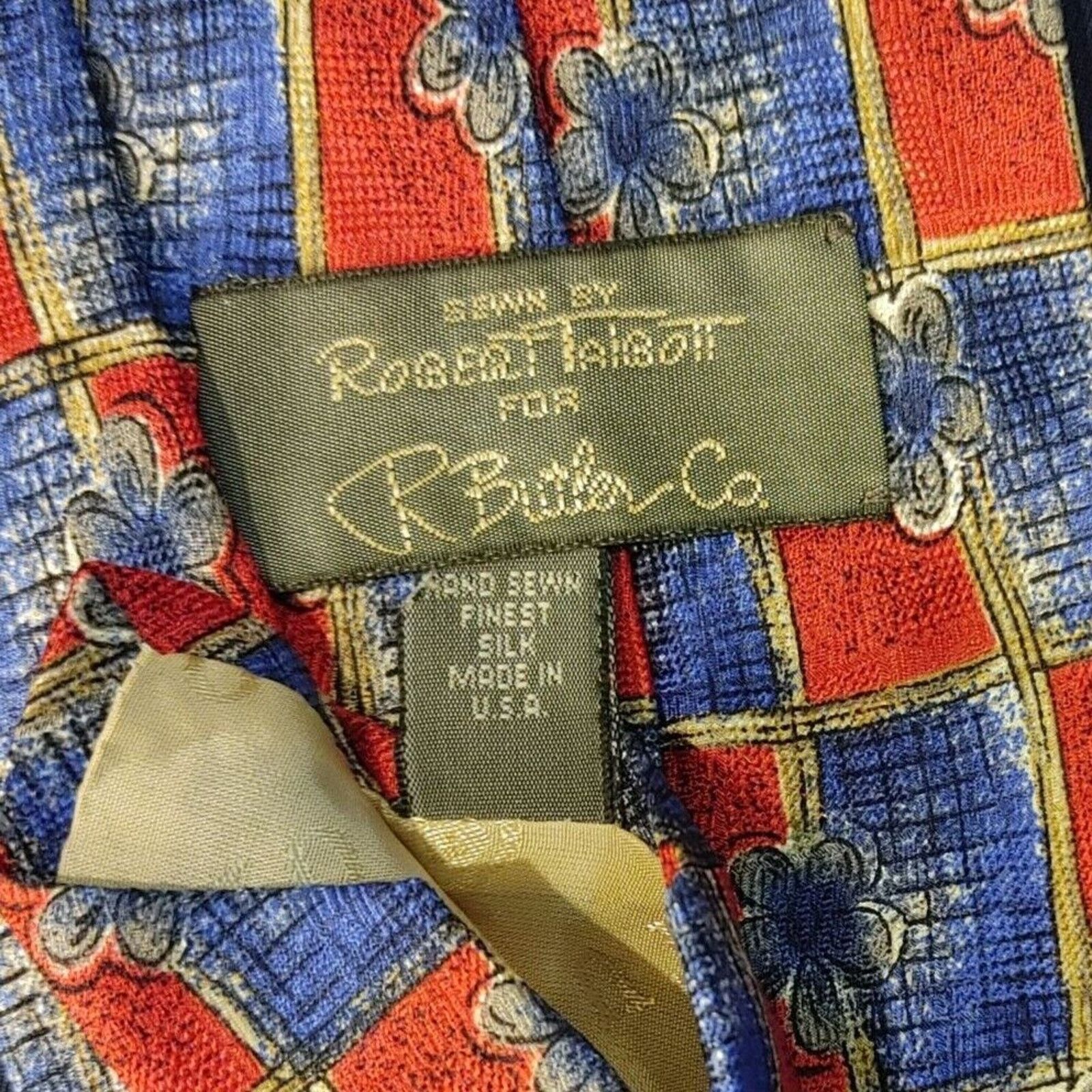 Other Robert Talbot Co Red/Blue Silk Men's Neck Tie OS Size ONE SIZE - 2 Thumbnail