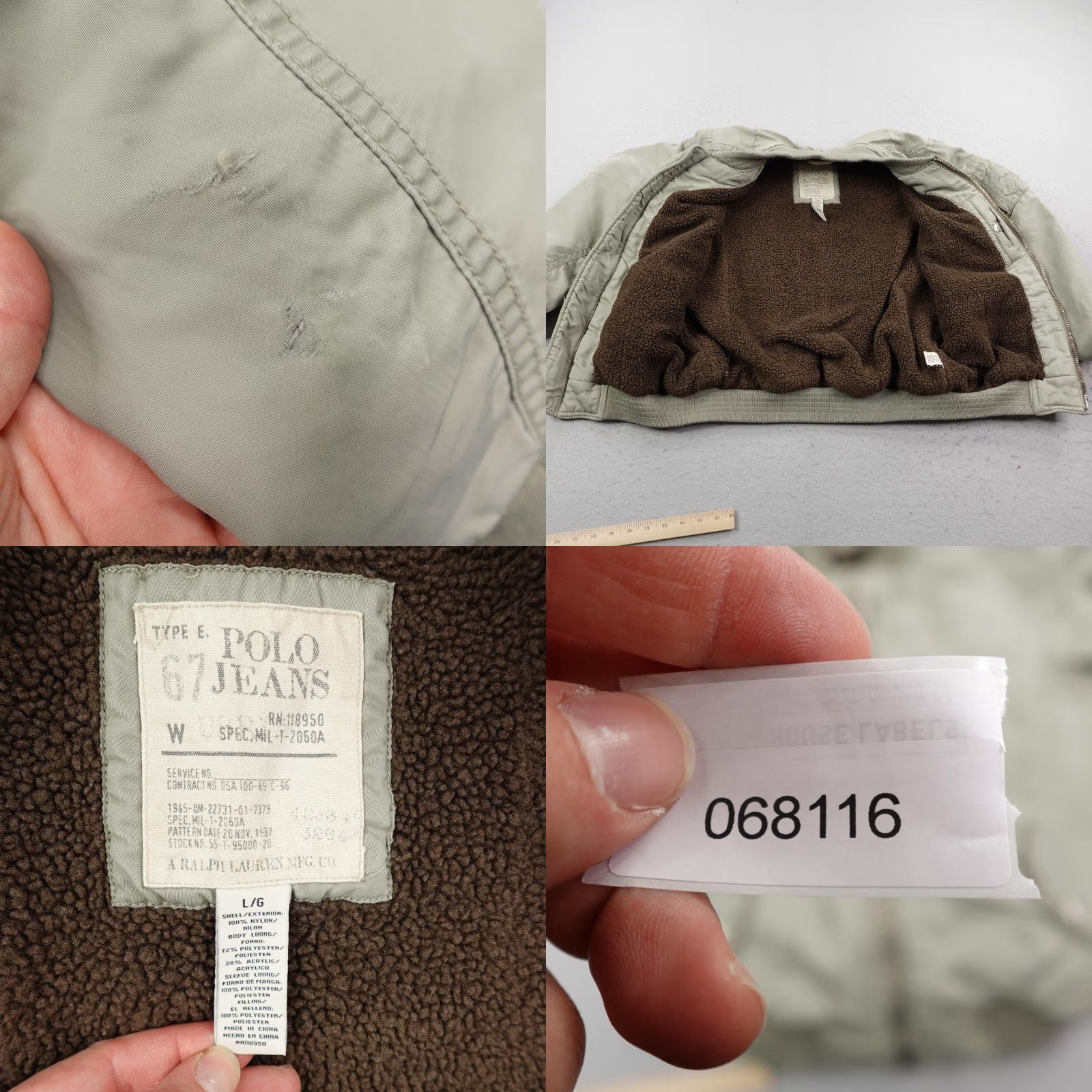 Ralph Lauren VINTAGE Ralph Lauren Jacket Mens L Green Bomber Polo Jeans Sherpa Coat Size US L / EU 52-54 / 3 - 8 Thumbnail