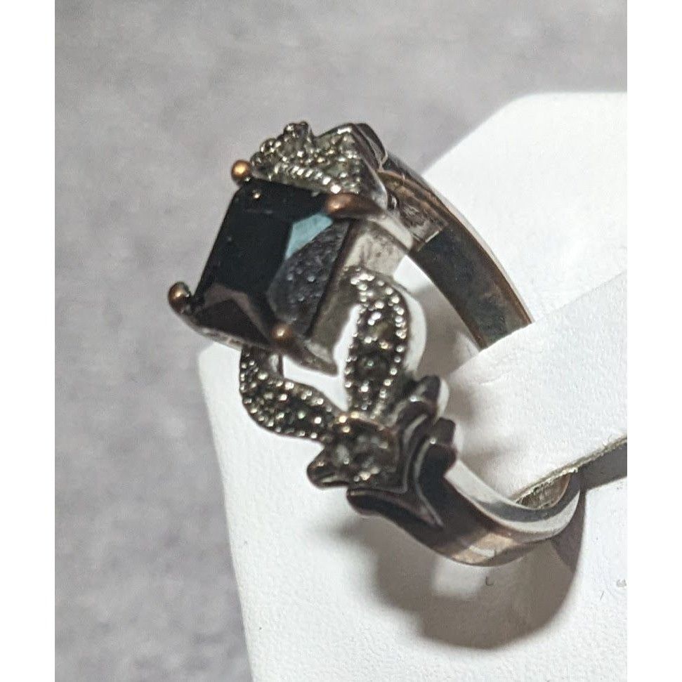 Other Gothic Art Deco Black Gemmed And Marcasite Ring Size 7 1/4 Size ONE SIZE - 3 Thumbnail
