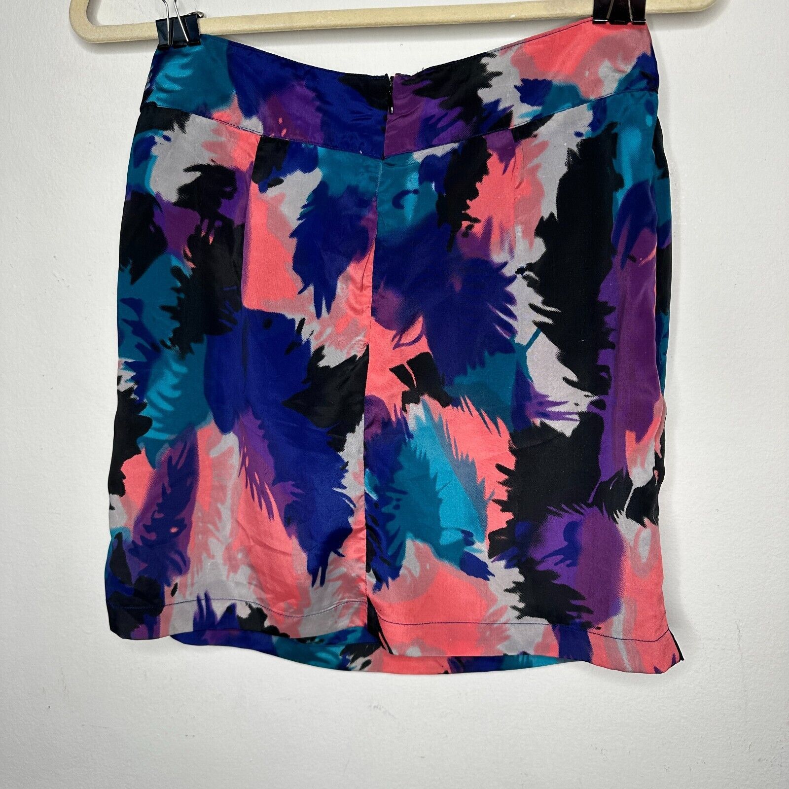 Other Delicia Satin Purple Pink Blue Geometric Tulip Zip Skirt S Size 27" / US 4 / IT 40 - 6 Thumbnail