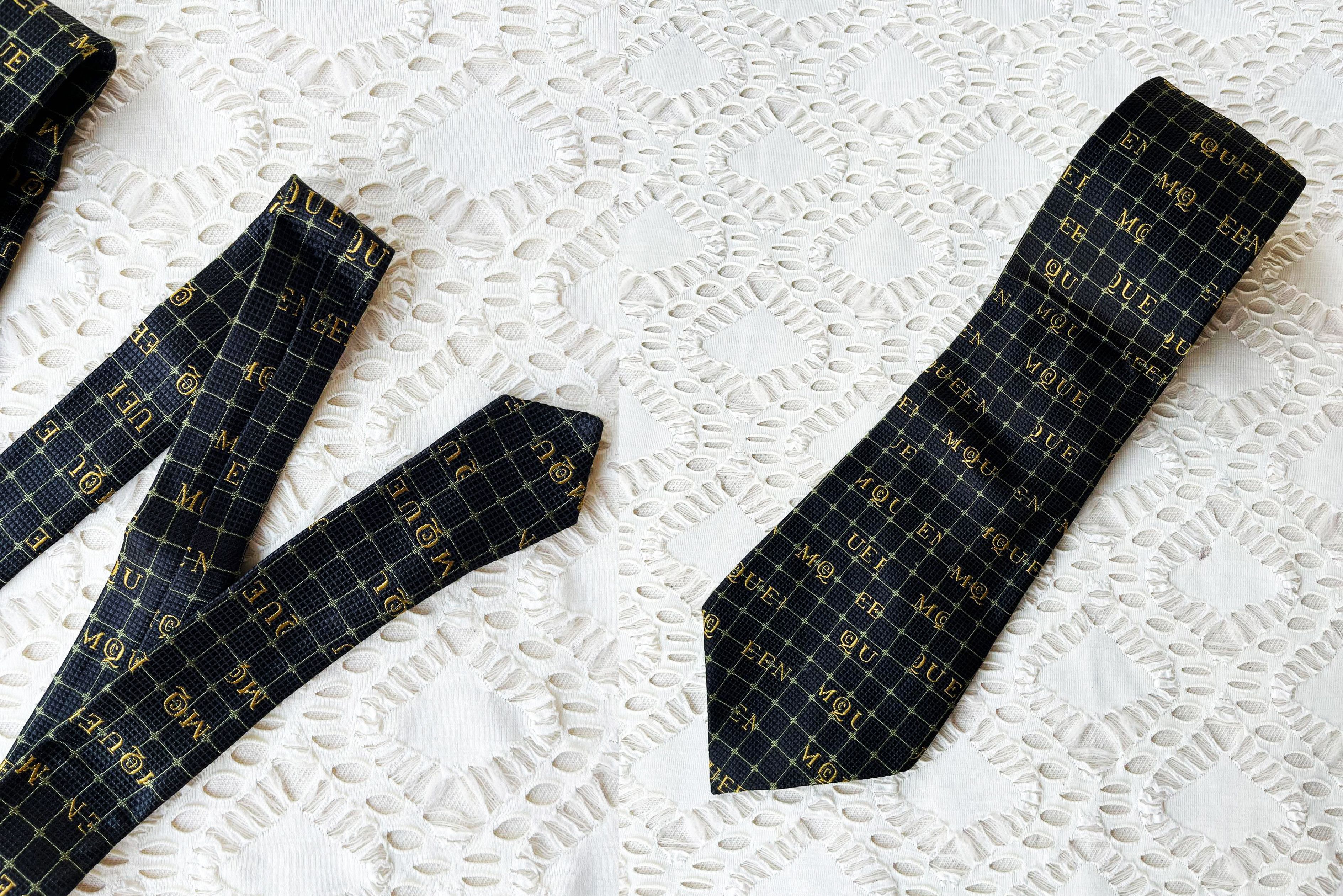 Alexander McQueen ALEXANDER MCQUEEN Monogrammed logo printed silk Necktie Size ONE SIZE - 5 Thumbnail