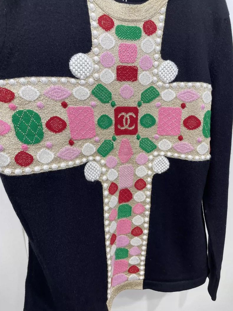 Chanel Chanel Knitted sweater with colorful gem pattern Size S / US 4 / IT 40 - 3 Thumbnail