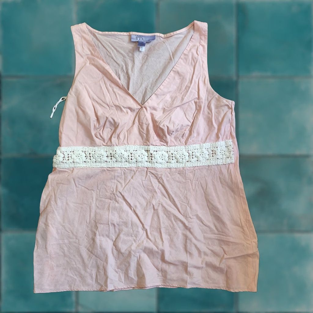 Nine West Nine West & Co Women's Blouse Top Sleeveless Pink 16 Regular Cotton Solid Casual Party/Cocktail Travel Mens Women? Size XXL / US 16-18 / IT 52-54 - 1 Thumbnail