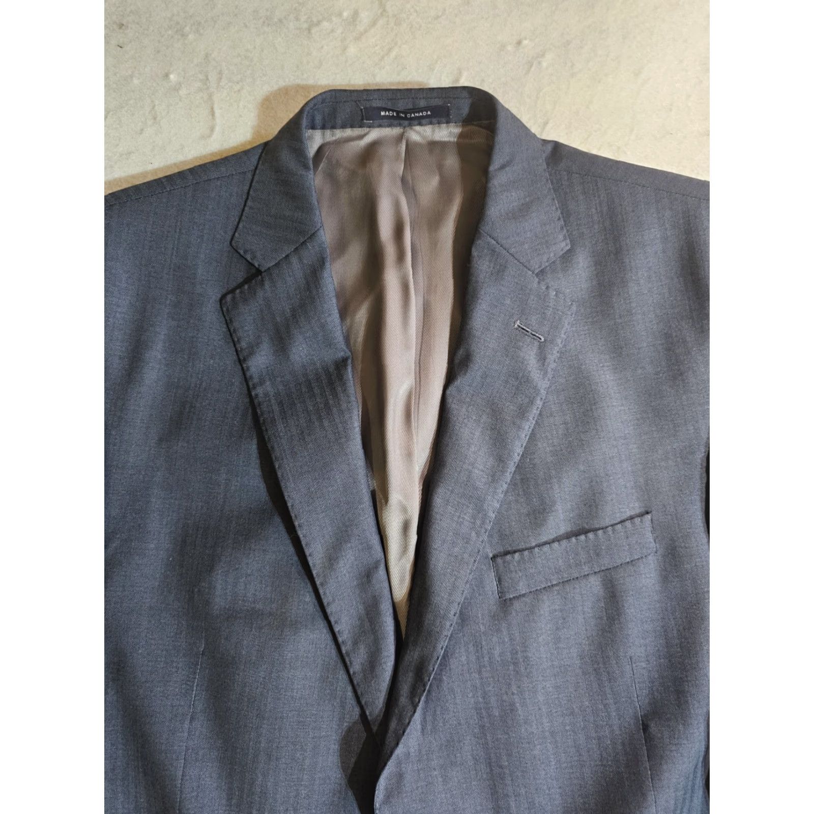Cremieux Daniel Cremieux Collection Loro Piana Super 130s Suit Jacket Mens Blue 43L Blazer Jacket Single-Breasted Notch Lapel Wool Wool Blend 43 Chest Regular Size 46R - 3 Thumbnail