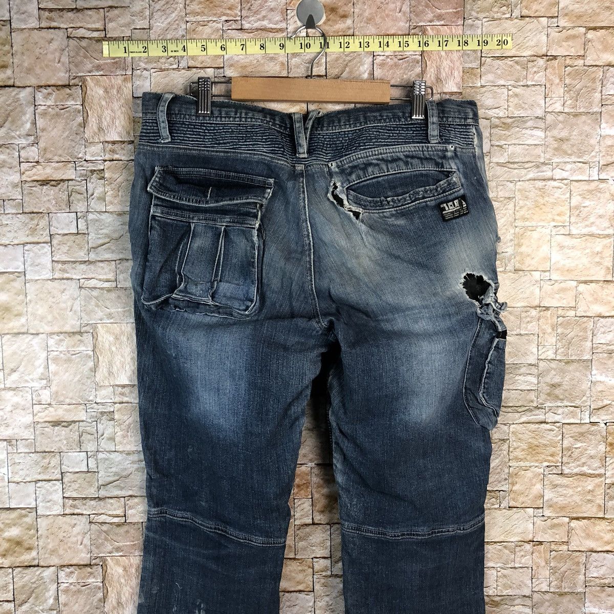 Japanese Brand Tora ripped Denim utility tactical distressed Pants #A959 Size US 33 - 19 Thumbnail