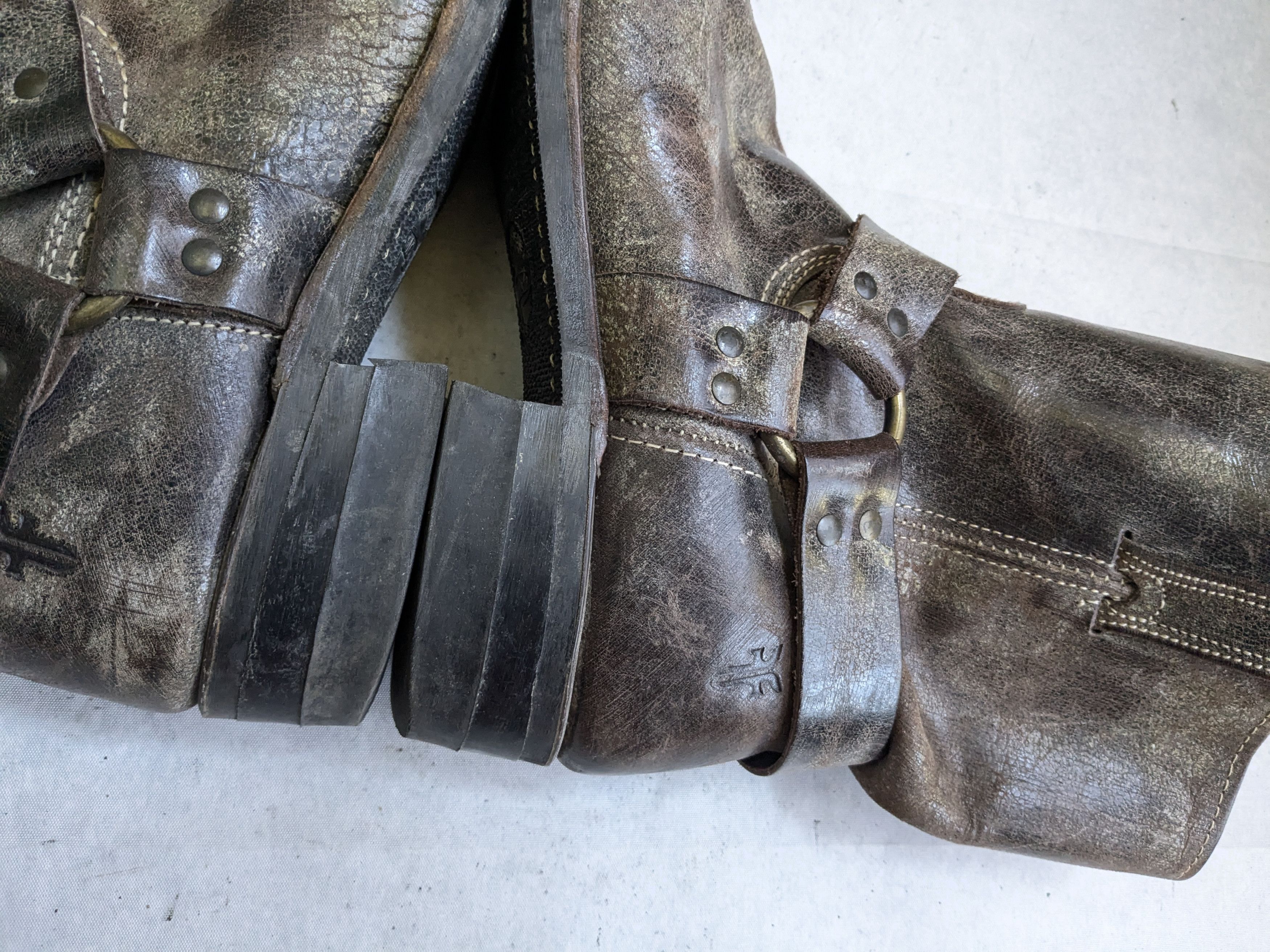 Frye Frye Harness Boots Brown Leather 11.5 M Leather Buckle Size US 11.5 / EU 44-45 - 11 Thumbnail