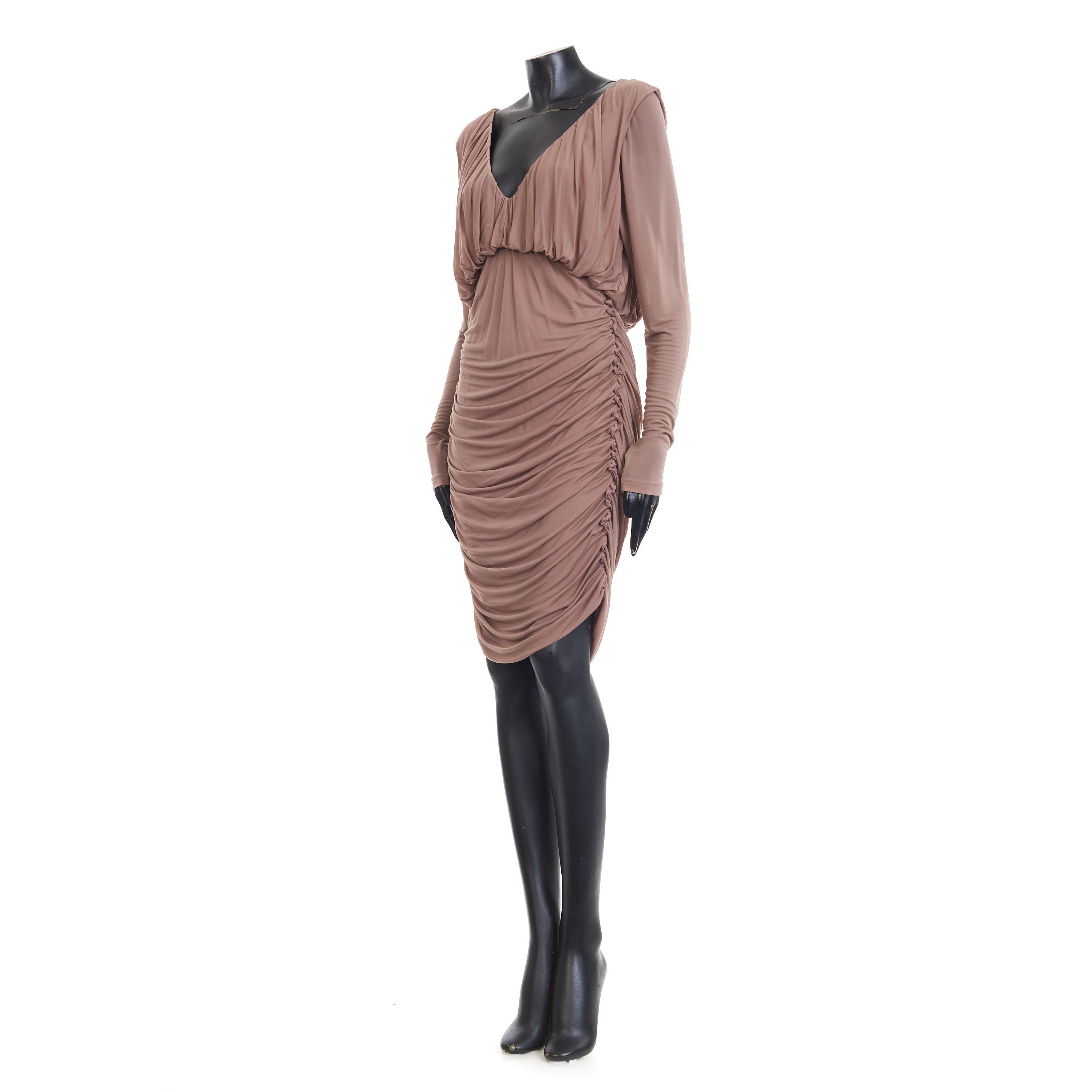 Saint Laurent Paris Brown Ruched Mini Dress Size M / US 6-8 / IT 42-44 - 2 Thumbnail