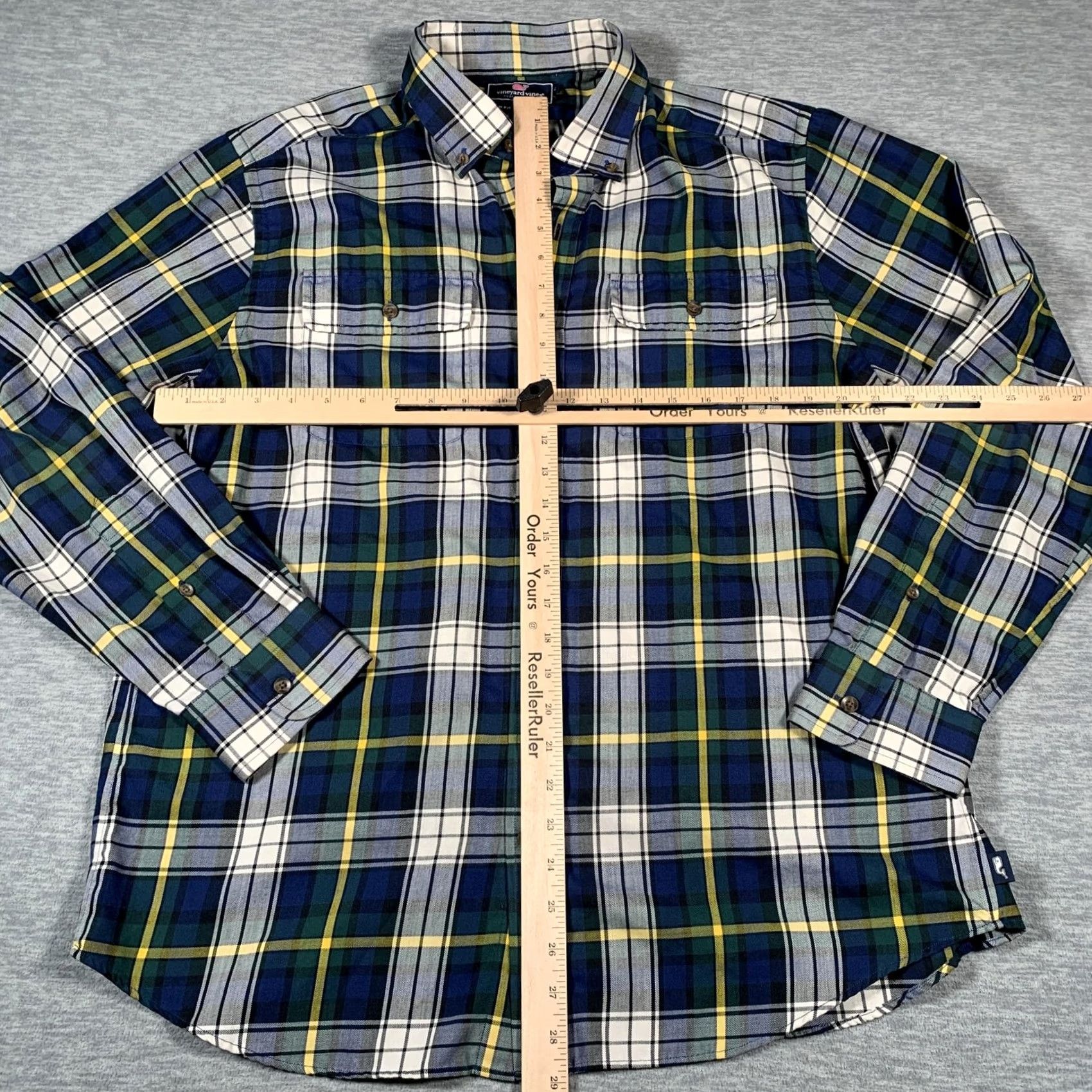 Vineyard Vines Vineyard Vines Shirt Mens Large Blue Green Plaid Crosby Slim Fit Button-Down Collar Size US L / EU 52-54 / 3 - 7 Thumbnail