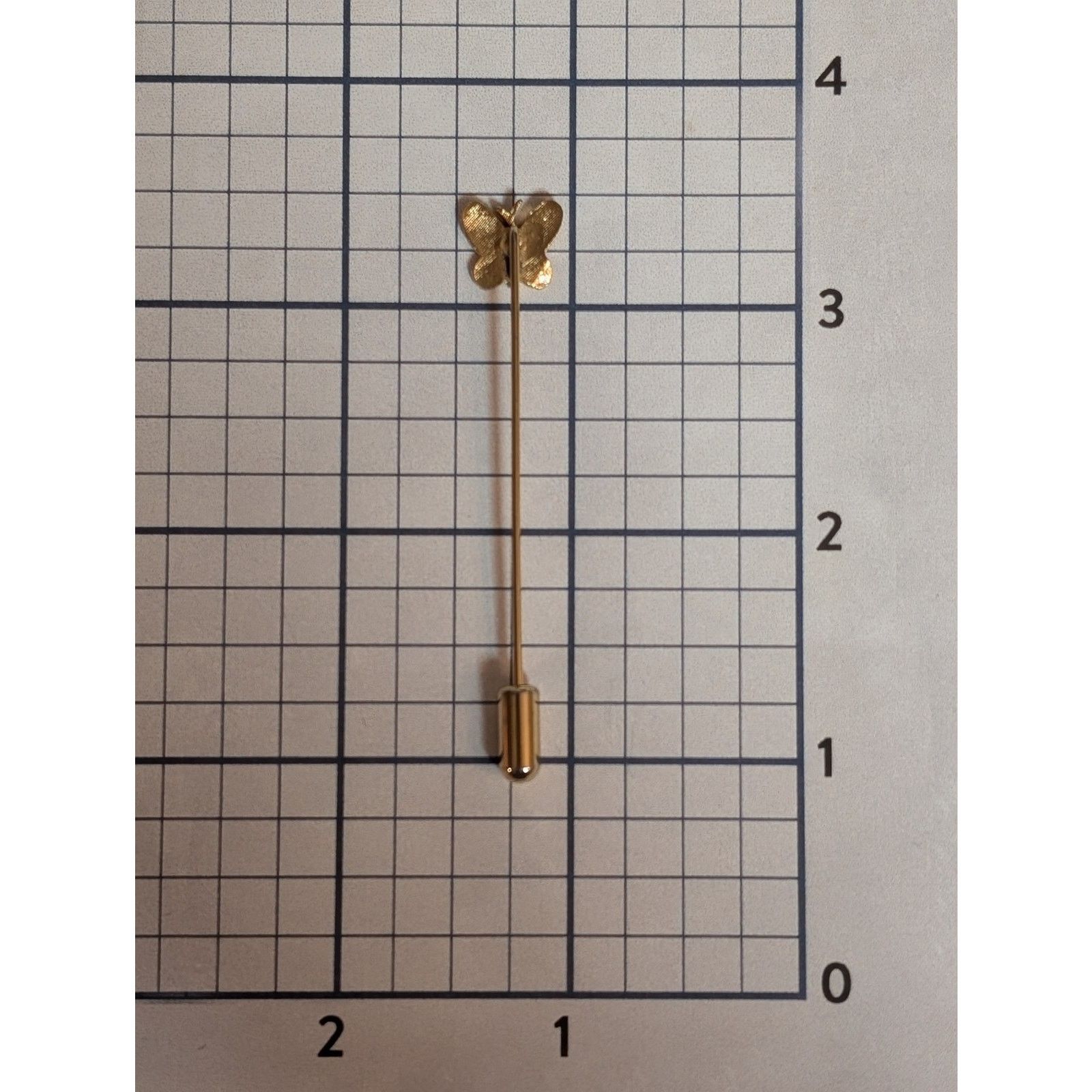 Vintage Adorable VTG 1980s Gold-Tone Butterfly Stick Pin Long Pin Size ONE SIZE - 6 Thumbnail