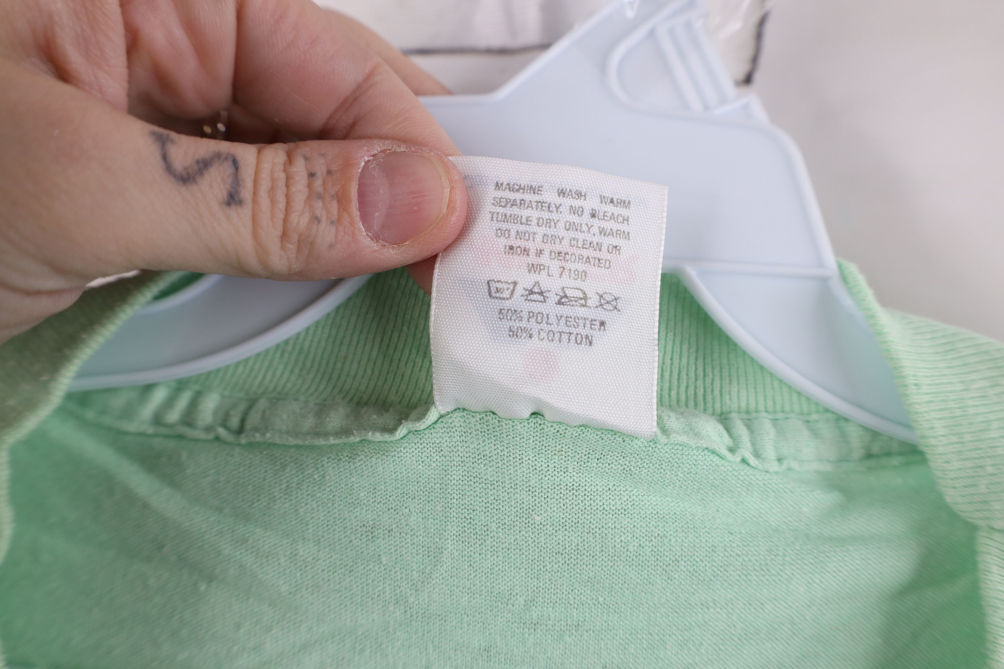 Vintage Vintage 90s Streetwear Short Sleeve T-Shirt Mint Green USA Size XL / US 12-14 / IT 48-50 - 9 Thumbnail