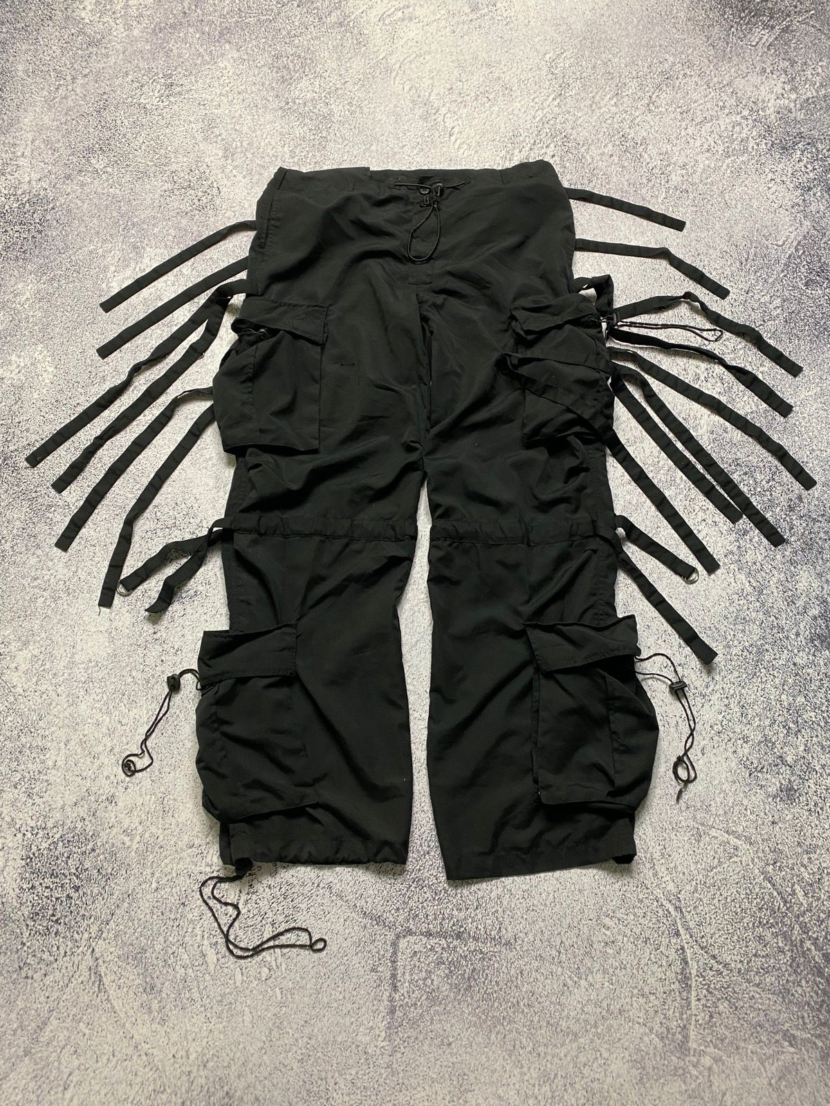 Pre-owned Avant Garde X Vintage Bondage Rave Cargo Pants Parachute Japanese Style In Black