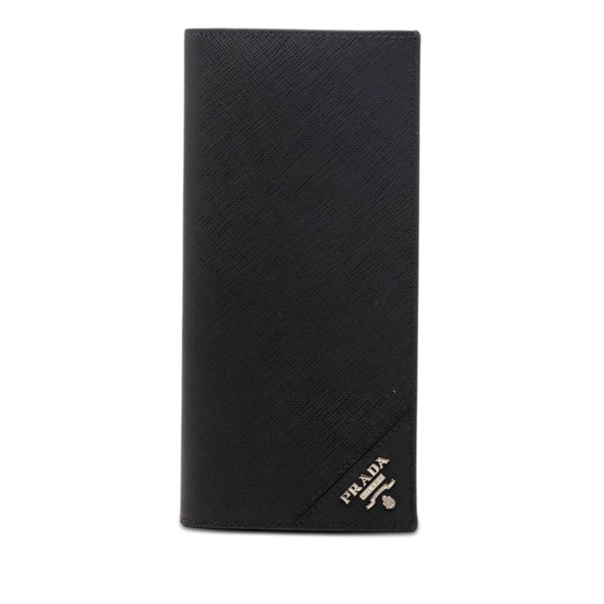 Prada Prada Round Long Wallet Zipper Saffiano Leather Black | Grailed