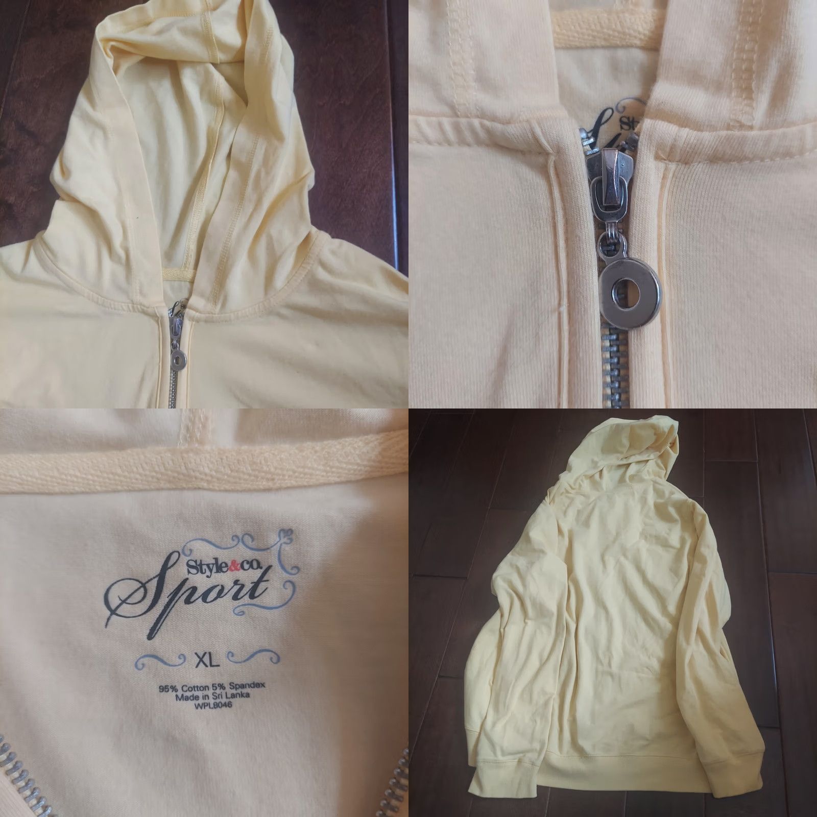 Vintage Style&co. Women's Yellow Full Zip Hooded Pockets Jacket Shirt Size L / US 10 / IT 46 - 10 Thumbnail
