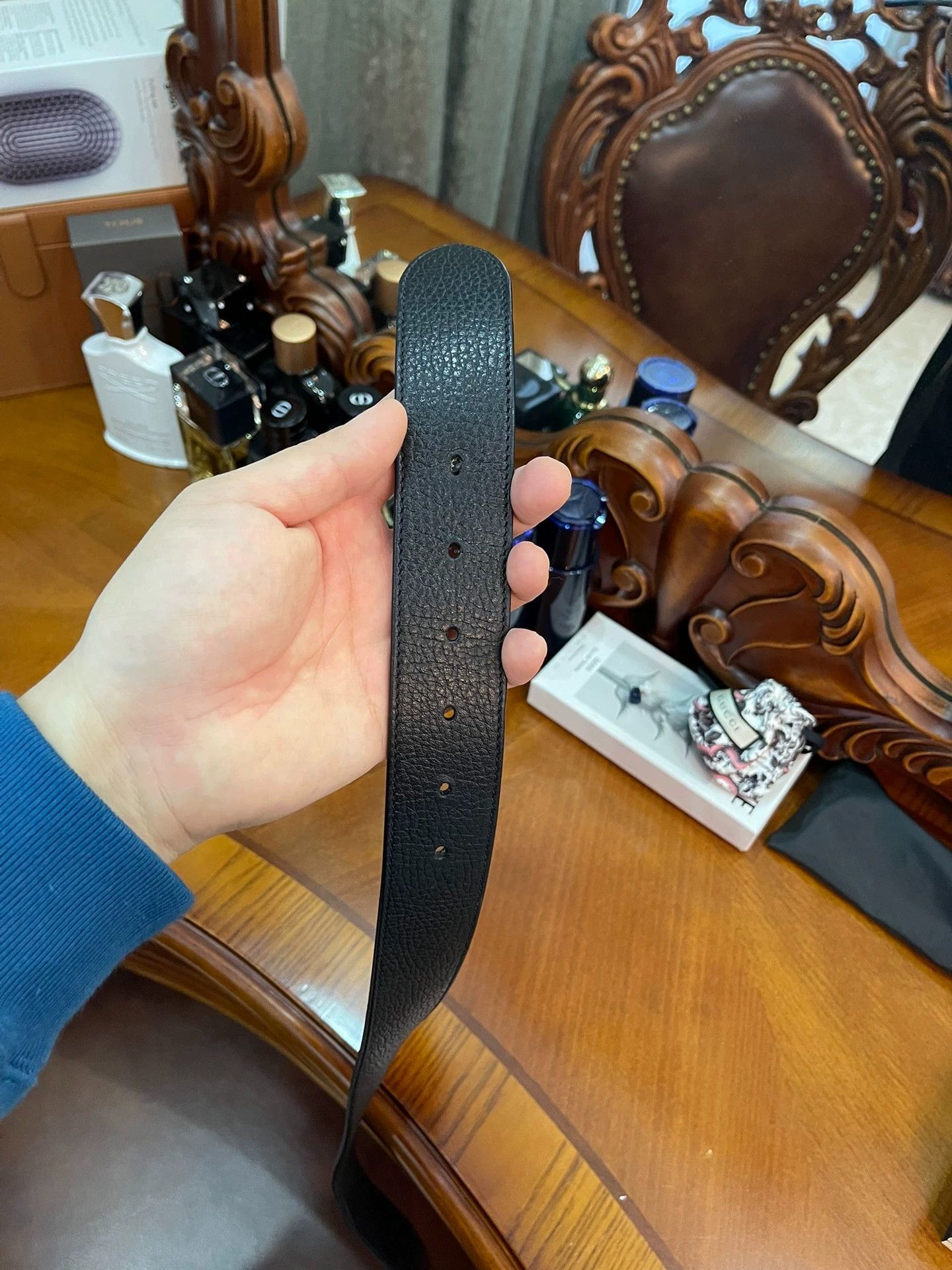 Gucci Gucci Unisex Belt Calf Litchi 2-Sided Rotating Buckle 85 Size ONE SIZE - 6 Thumbnail