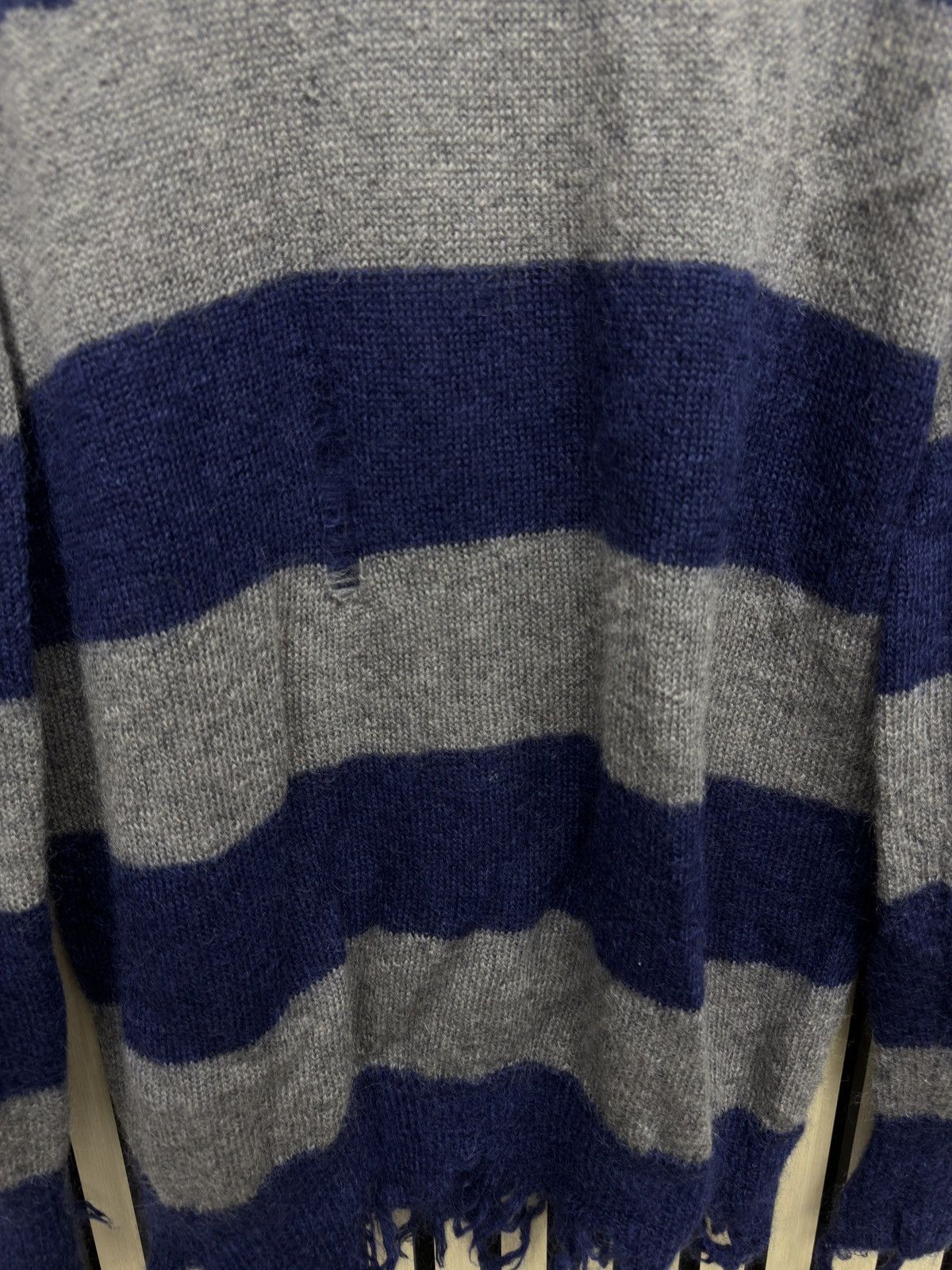 Number (N)ine Number (N)ine Mohair Striped Damaged Knit Size US L / EU 52-54 / 3 - 4 Thumbnail