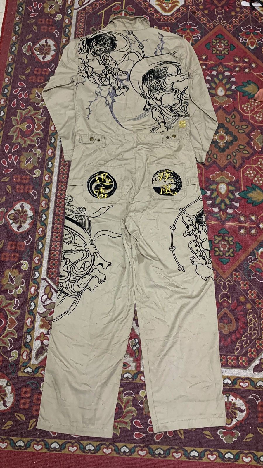 Vtg Karakuri Tamashii Raijin No Fuijin Embroidered Coverall