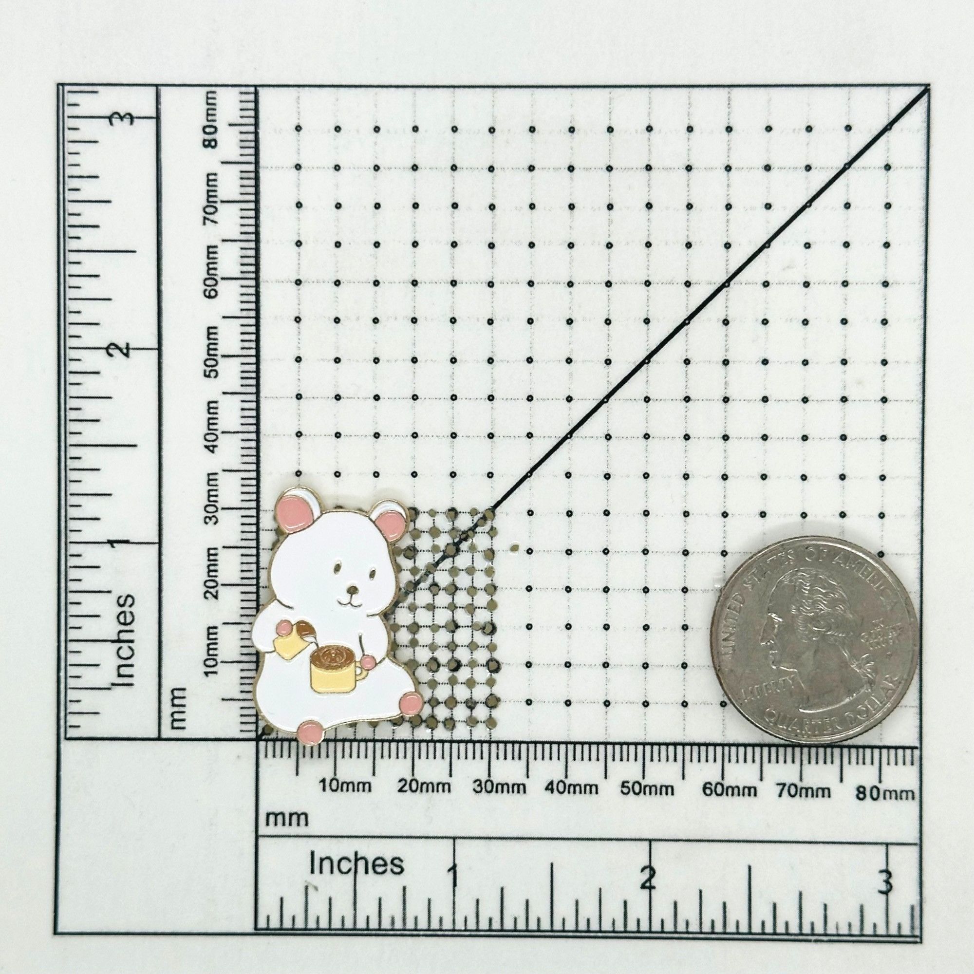 Other ⭐Enamel Pins Brooches Cartoon White Bear Drinking Coffe Badg Size ONE SIZE - 6 Thumbnail