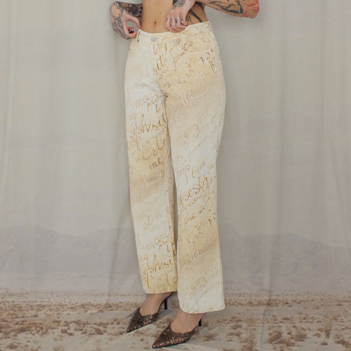 Other ✍🏻WORDS BEIGE PANTS✍🏻 Size 28" / US 6 / IT 42 - 2 Thumbnail
