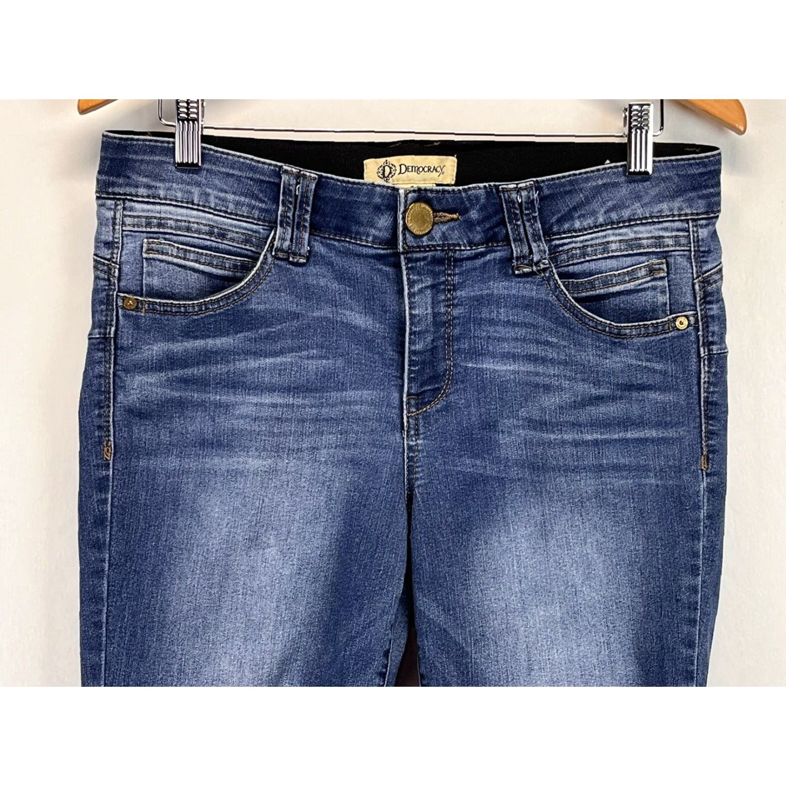 Vintage Democracy Jeans Women 10 Skinny Mid Rise Blue Denim Pants Stretch Slim Classic Size 32" / US 10 / IT 46 - 2 Thumbnail