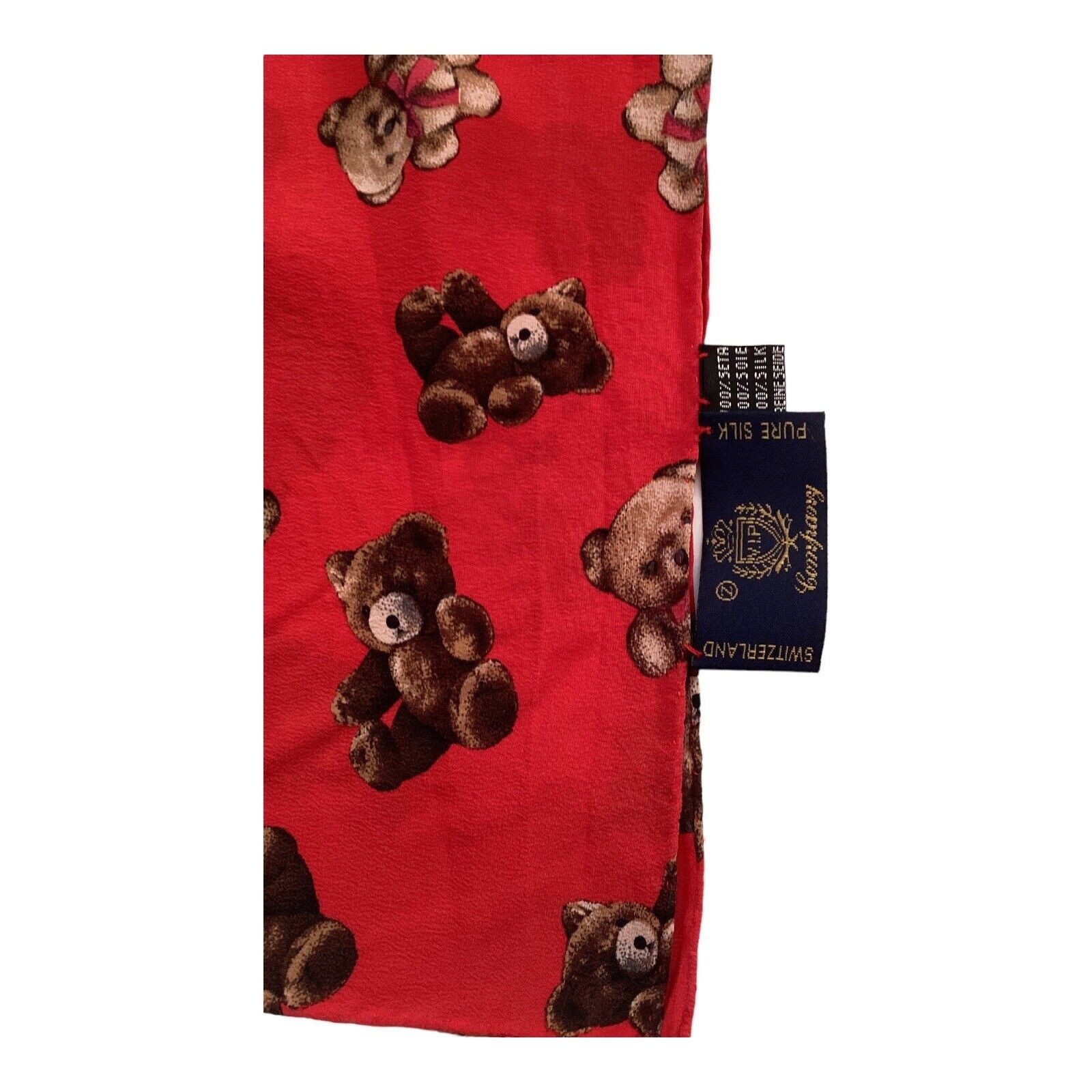 Other VIP COMPANY Red Teddy Bear Rectangle Silk Scarf Switzerland Size ONE SIZE - 3 Thumbnail