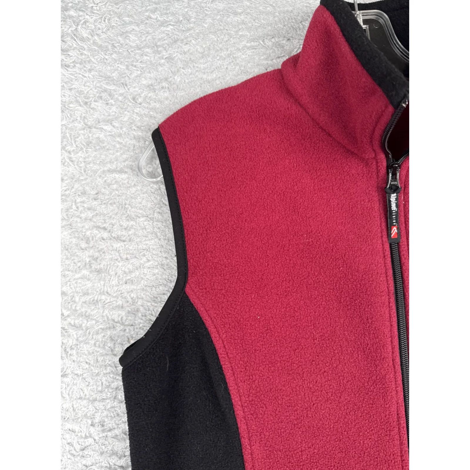 Vintage Alpine Design Vest Women L Red Black Fleece Full Zip Outdoor Hiking Polartec Size L / US 10 / IT 46 - 6 Thumbnail