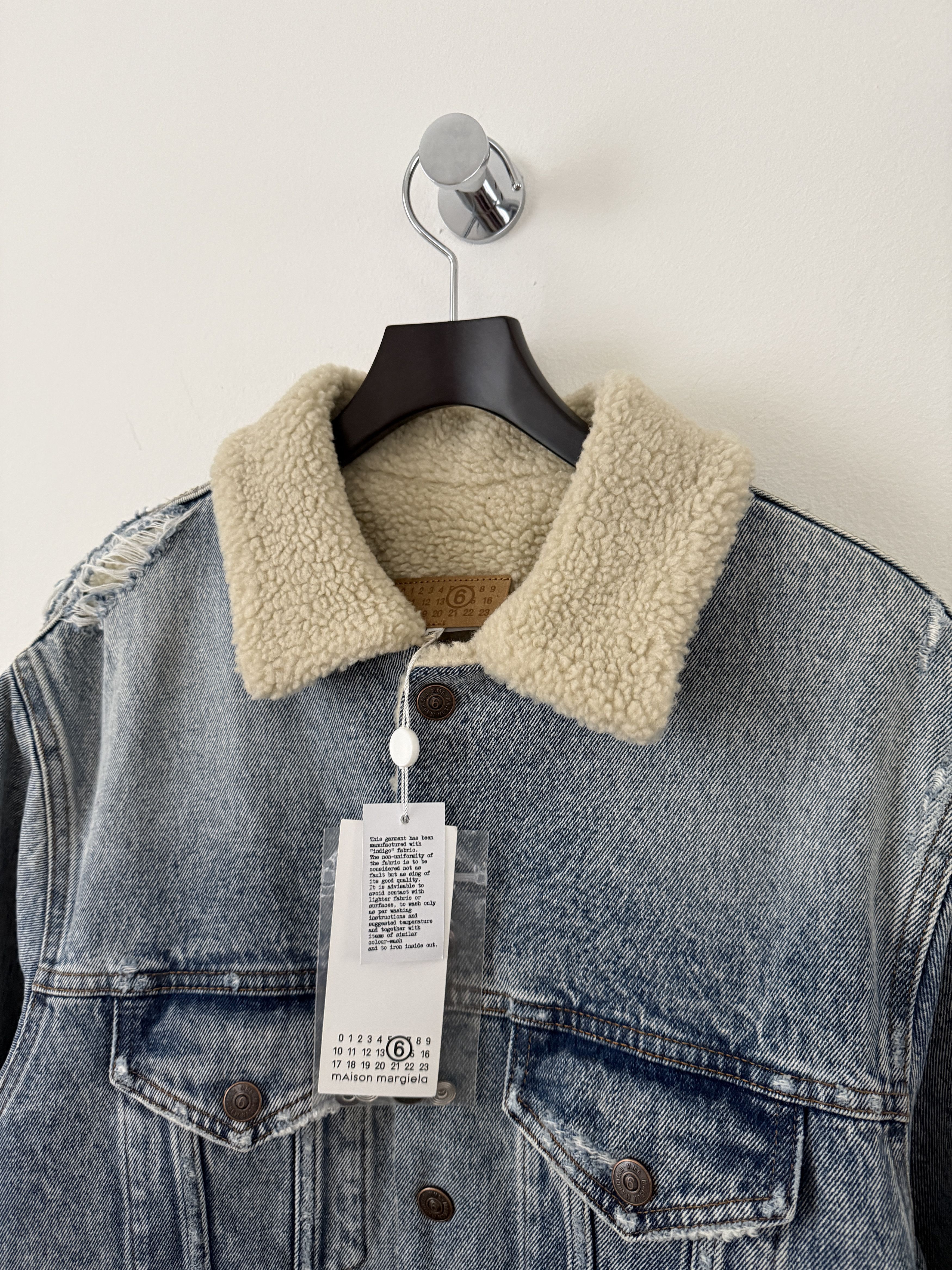 MM6 Distressed Denim Shearling Jacket Size US S / EU 44-46 / 1 - 6 Thumbnail