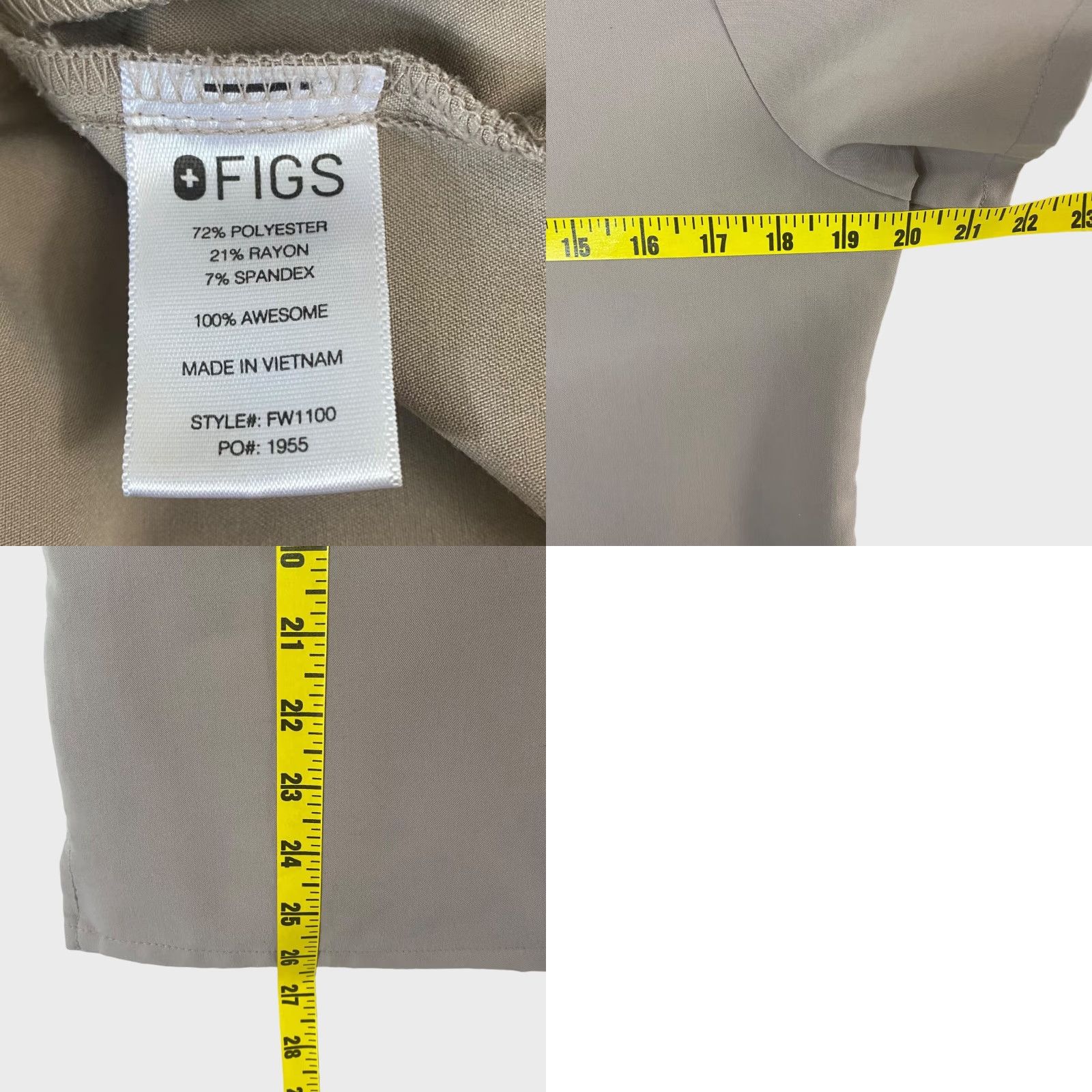 Vintage FIGS Casma Three-Pocket V-Neck Scrub Top Womens Small Tan Shirt Size S / US 4 / IT 40 - 8 Thumbnail