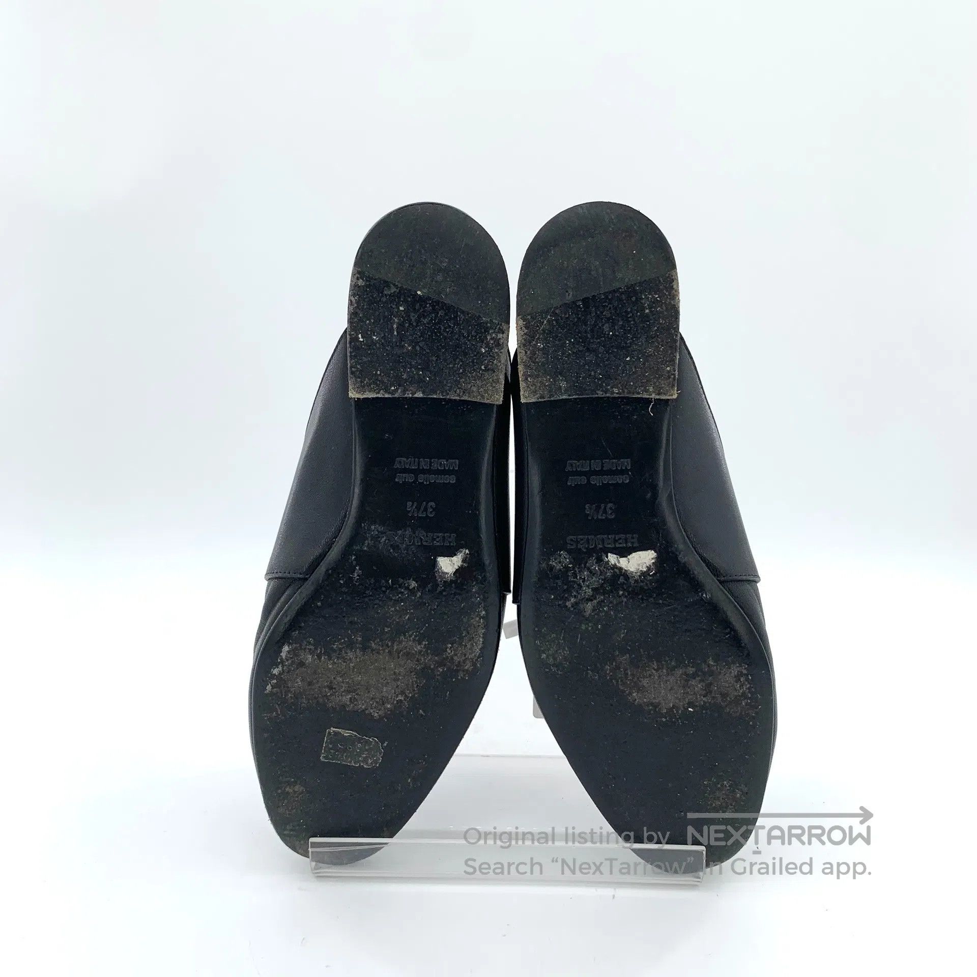 Hermes Hermes Black leather round-toe casual flat mule shoes| Size US 7 / IT 37 - 5 Thumbnail