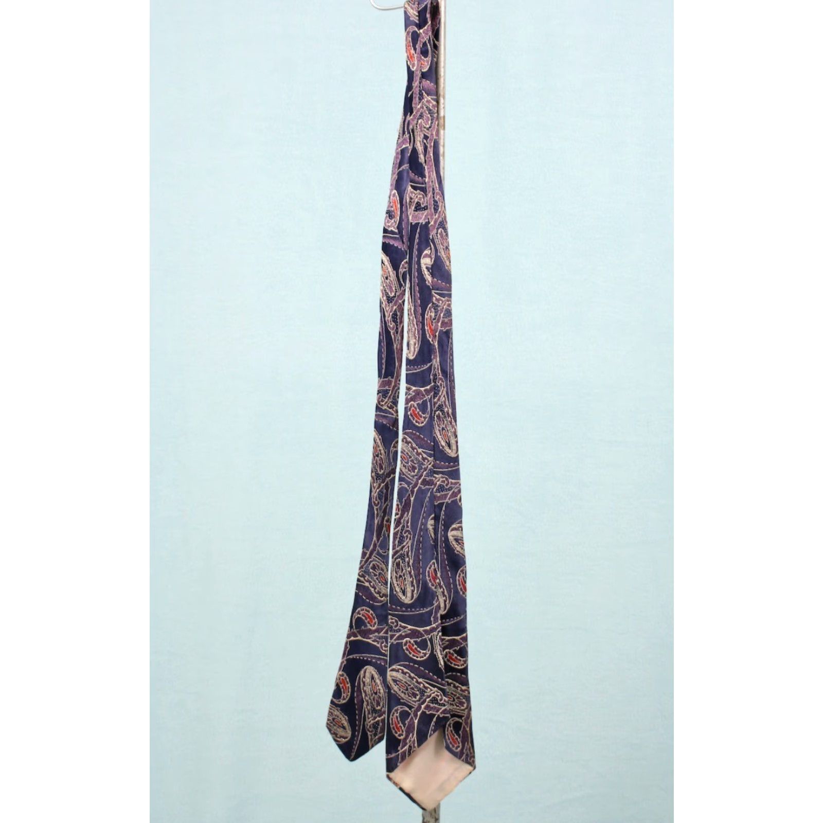 Vintage VTG 1930s Necktie Blue Paisley Pattern 30s Tie Men's Shirt Size ONE SIZE - 7 Thumbnail