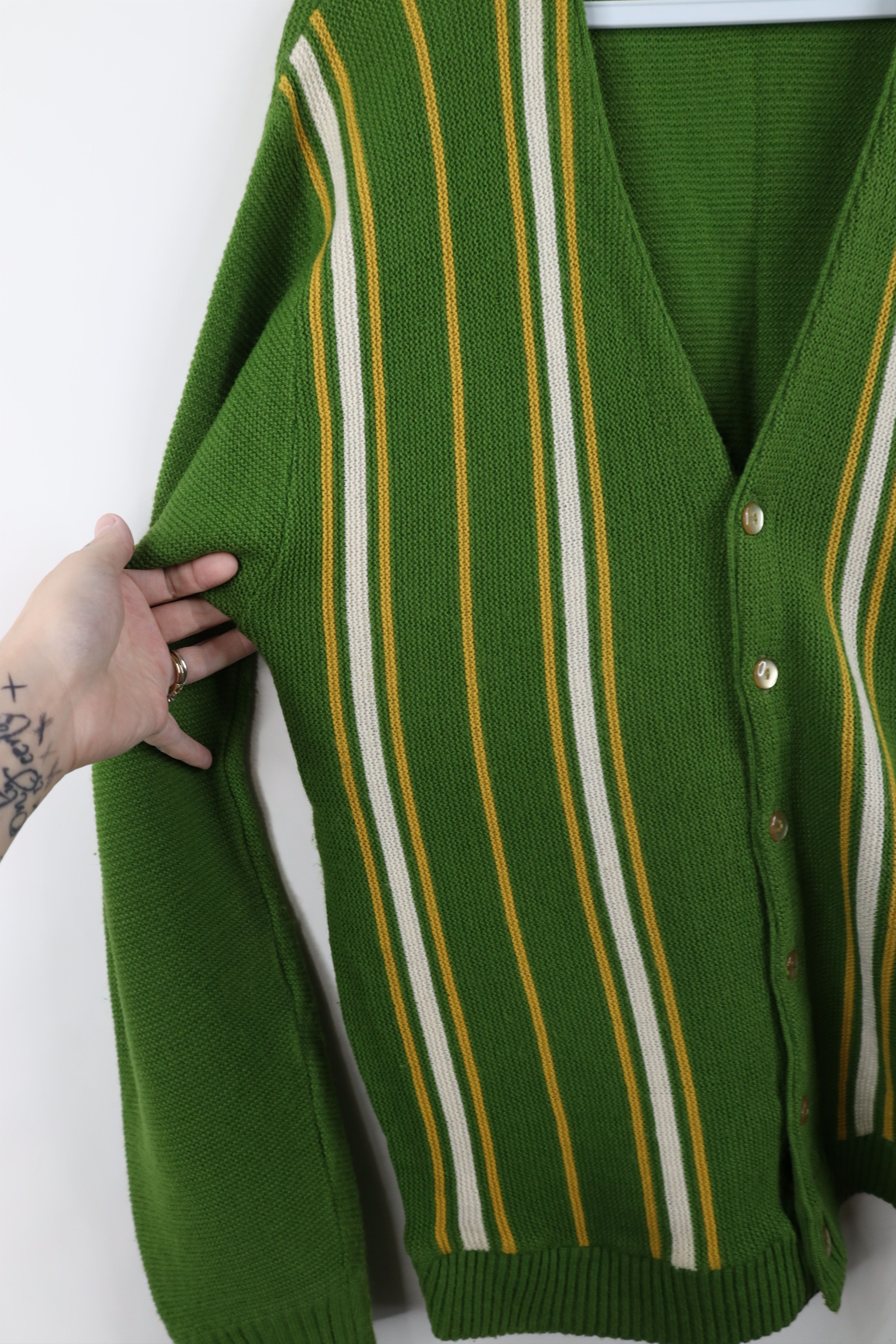 Vintage Vintage 50s 60s Streetwear Cardigan Sweater Green USA Size US L / EU 52-54 / 3 - 7 Thumbnail