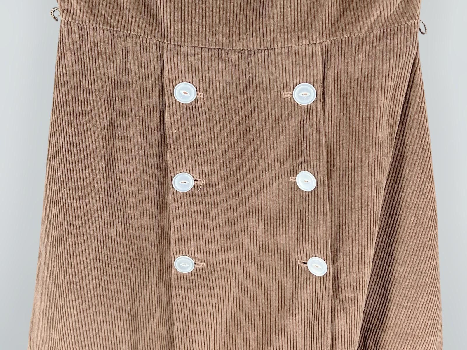 Designer 60s Brown Corduroy Dress with Button Detail Size M / US 6-8 / IT 42-44 - 6 Thumbnail