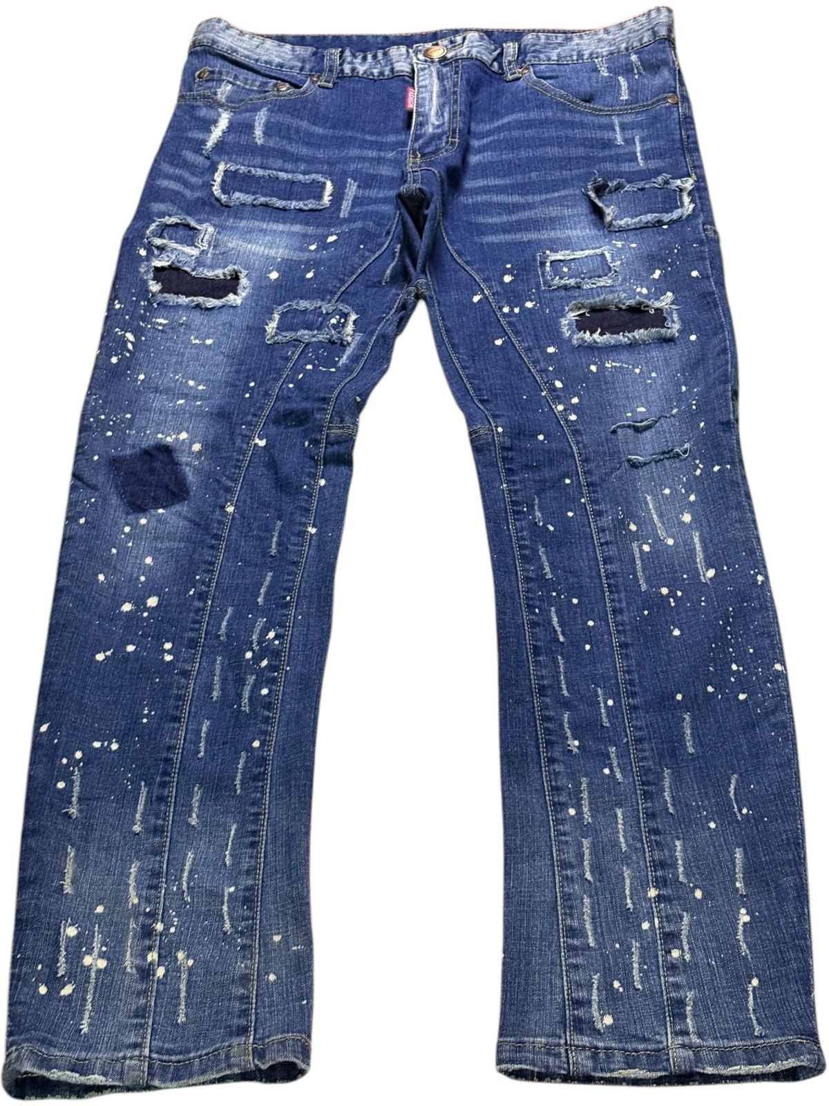 Japanese Brand Vintage Japanese Brand Patches Faded Acid Wash Slim Jeans Size US 33 - 1 Thumbnail