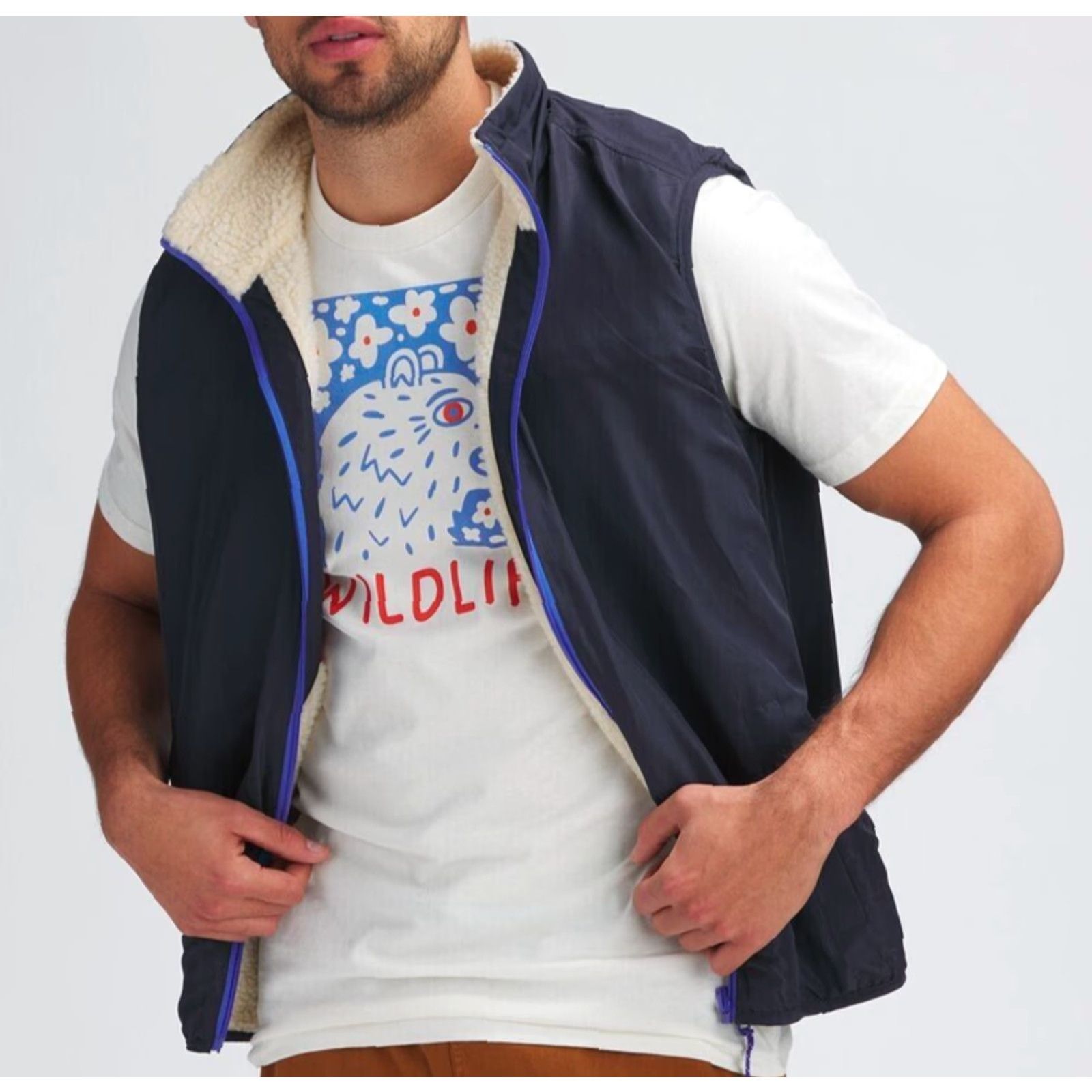 Stoic Stoic Men’s Vest Shirt XL Reversible Sherpa Mixed Media Multicolor Pocketless? Size US XL / EU 56 / 4 - 2 Thumbnail