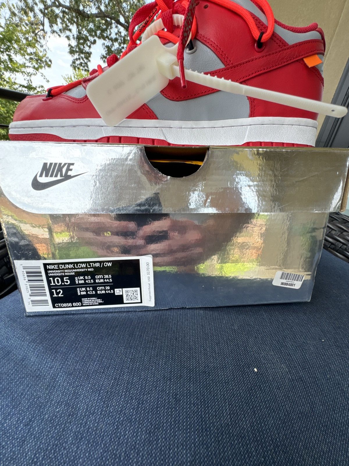 Nike × Off-White Red University Off White Dunks Size US 10.5 / EU 43-44 - 7 Thumbnail
