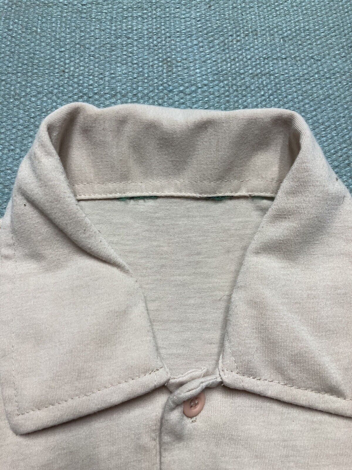 Vintage VTG 70s cotton polo shirt short sleeve soft thin beige M Size US M / EU 48-50 / 2 - 4 Thumbnail