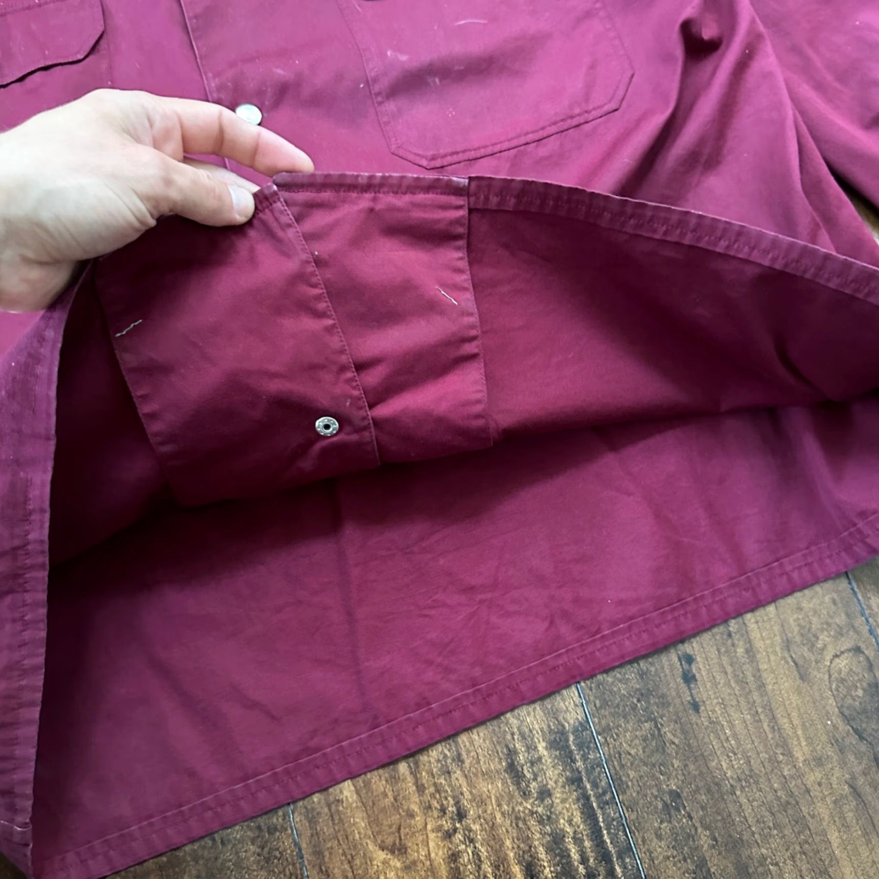 Bogner VINTAGE Bogner Jacket Shirt Men 44 Maroon Plaid 60s Rockabilly Long Sleeve Button Snap Cotton Flannel Size US XXL / EU 58 / 5 - 4 Thumbnail