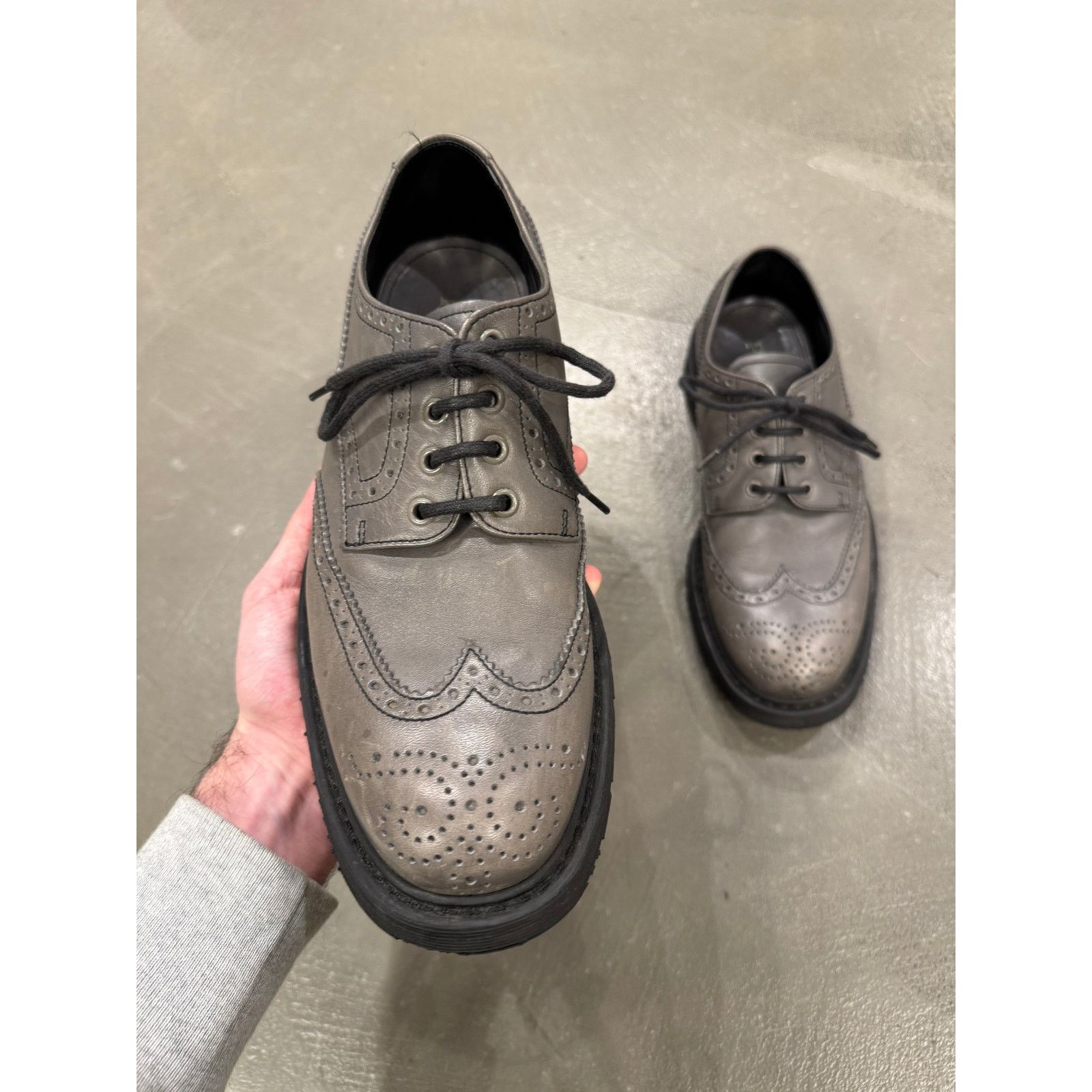 Prada 2000s Prada grey leather derby shoes Size US 12 / IT 42 - 7 Thumbnail