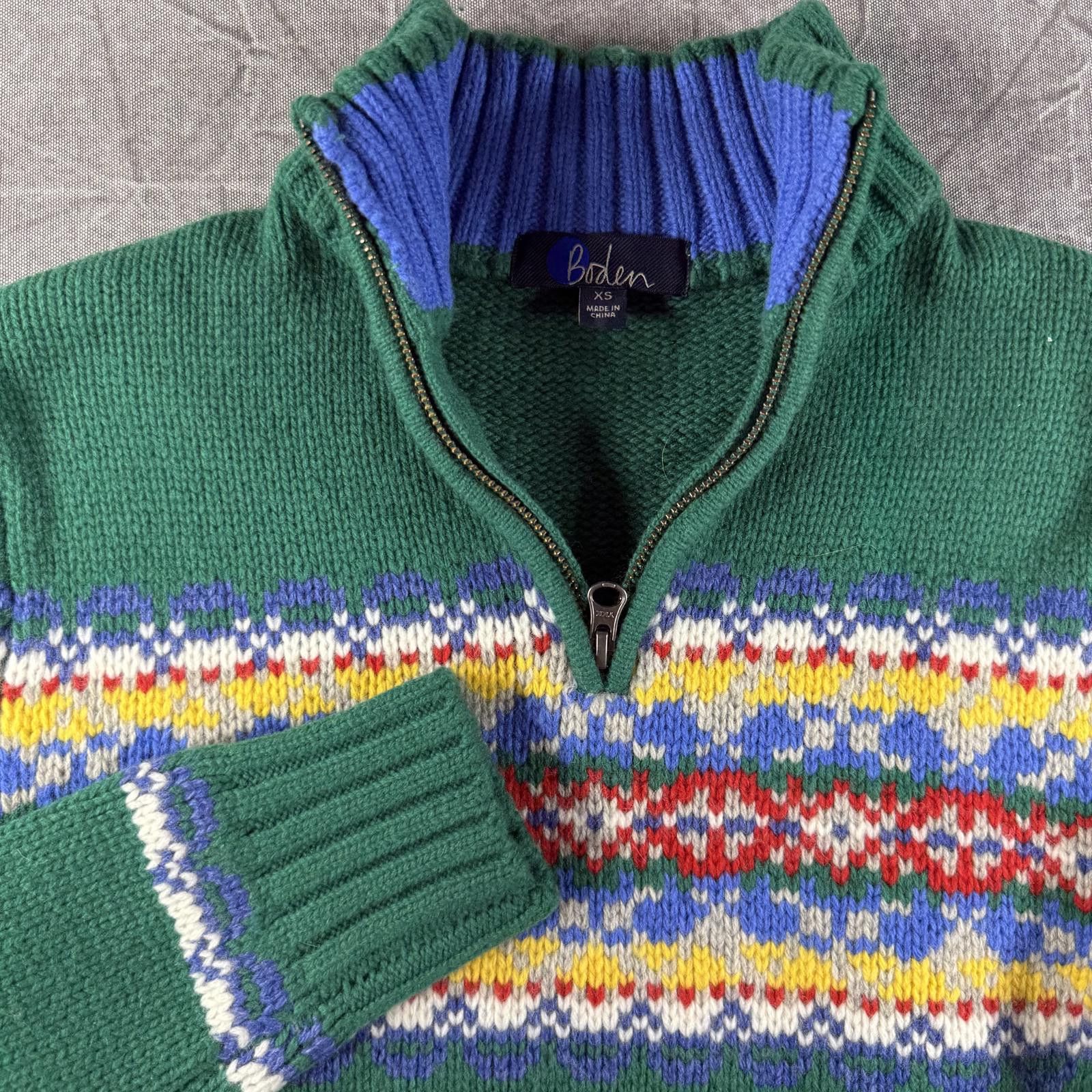 Boden Boden Sweater Men's XS Green 1/4 Zip Wool Holiday Size US XS / EU 42 / 0 - 1 Thumbnail